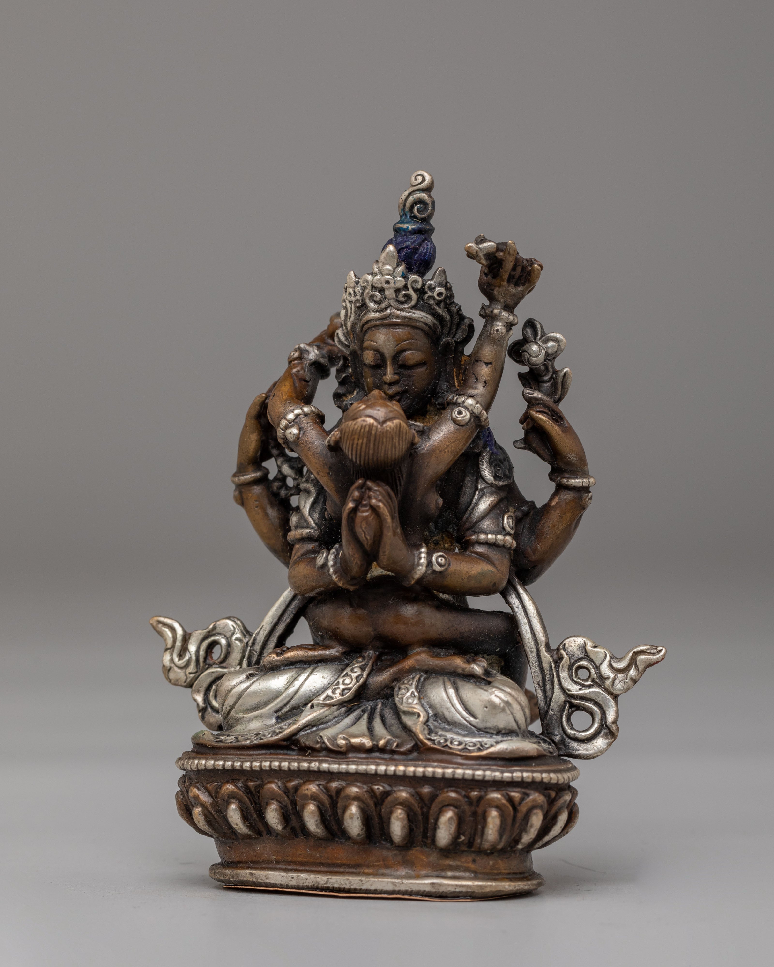 Handmade Chenrezig with Consort Statue | Tibetan Bodhisattva