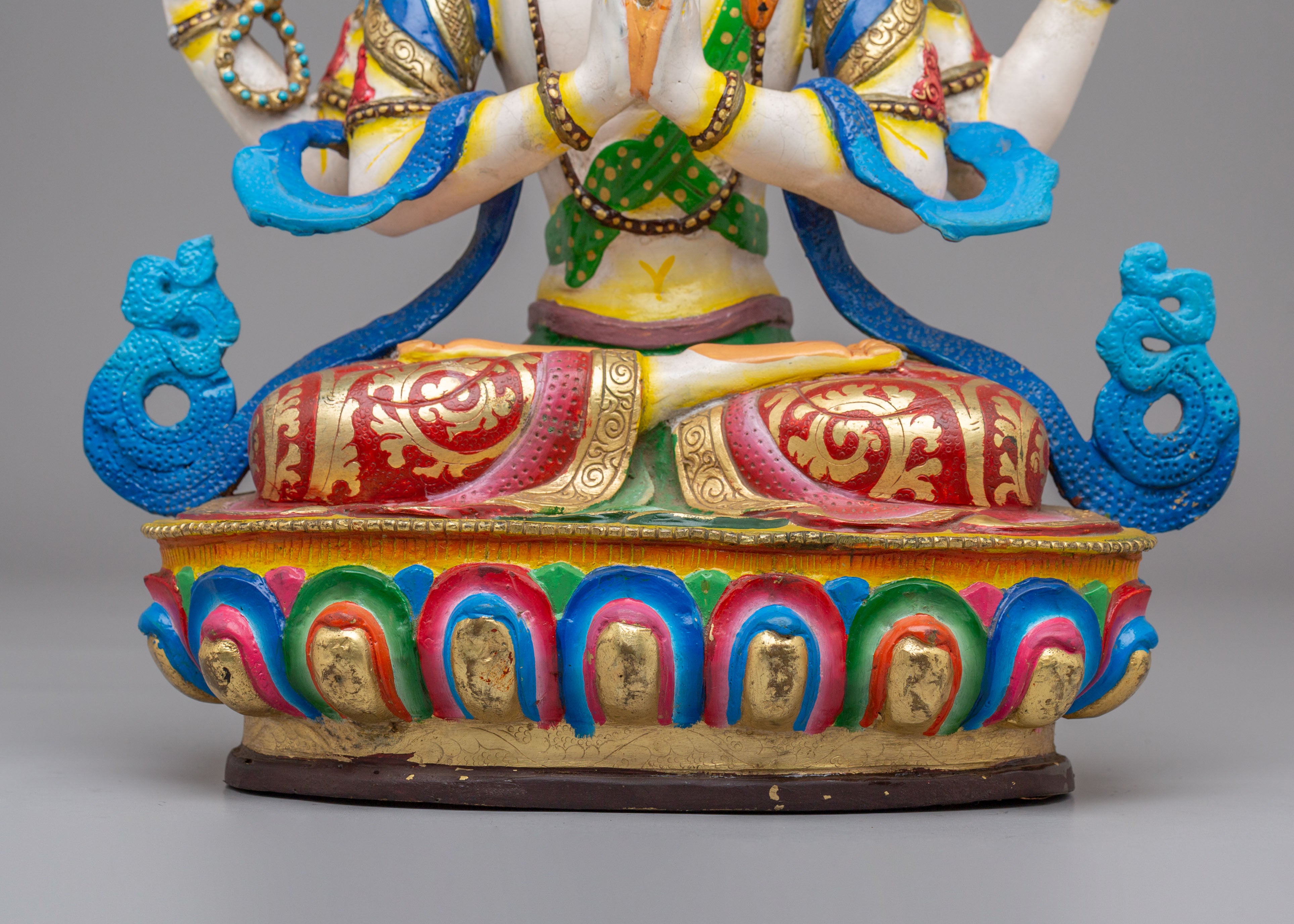 Handcrafted Compassion Chenrezig Statue | Tibetan Bodhisattva Art