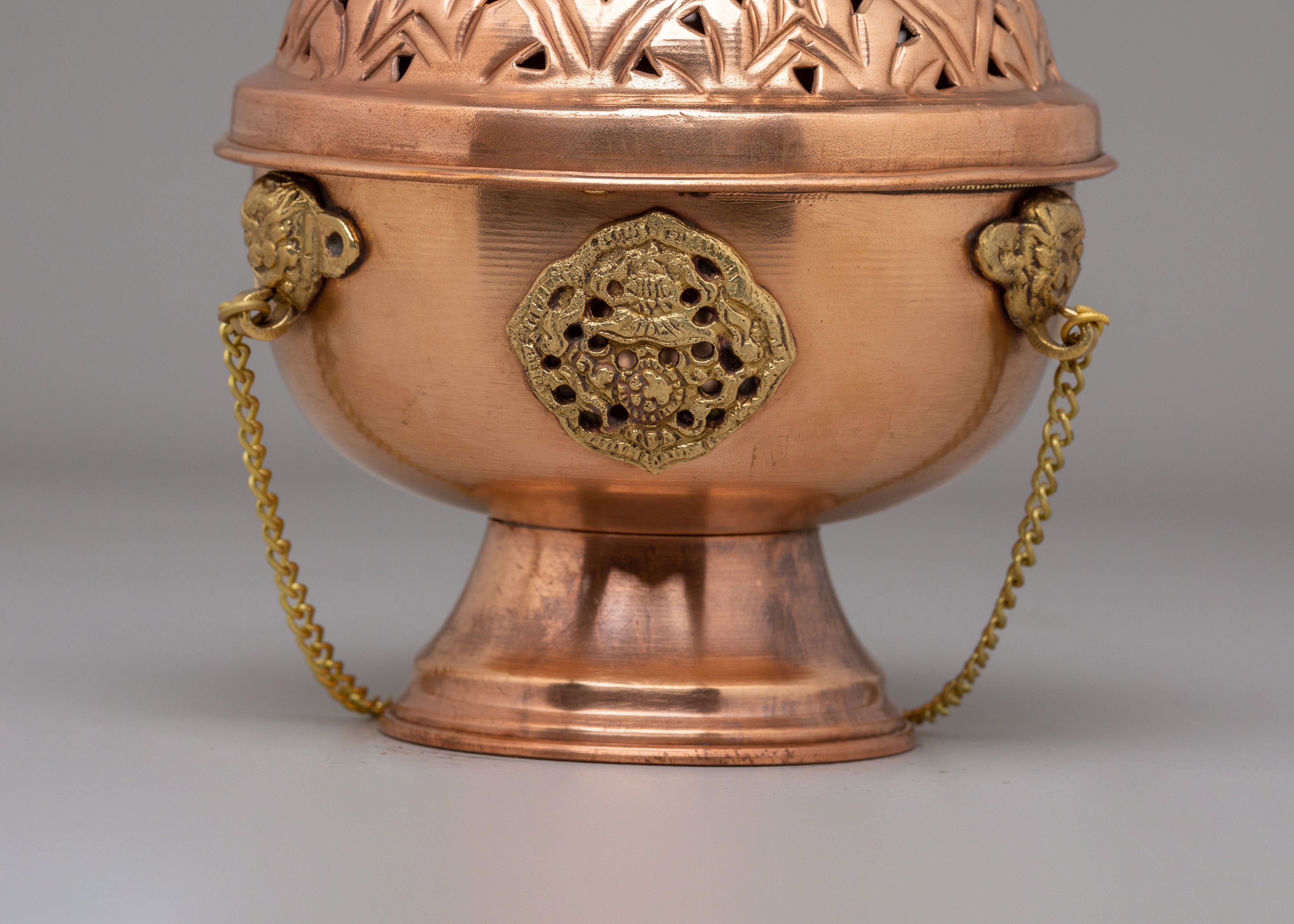 Tibetan Altar Incense Burner | Handcrafted Metal Ritual Offering Vessel