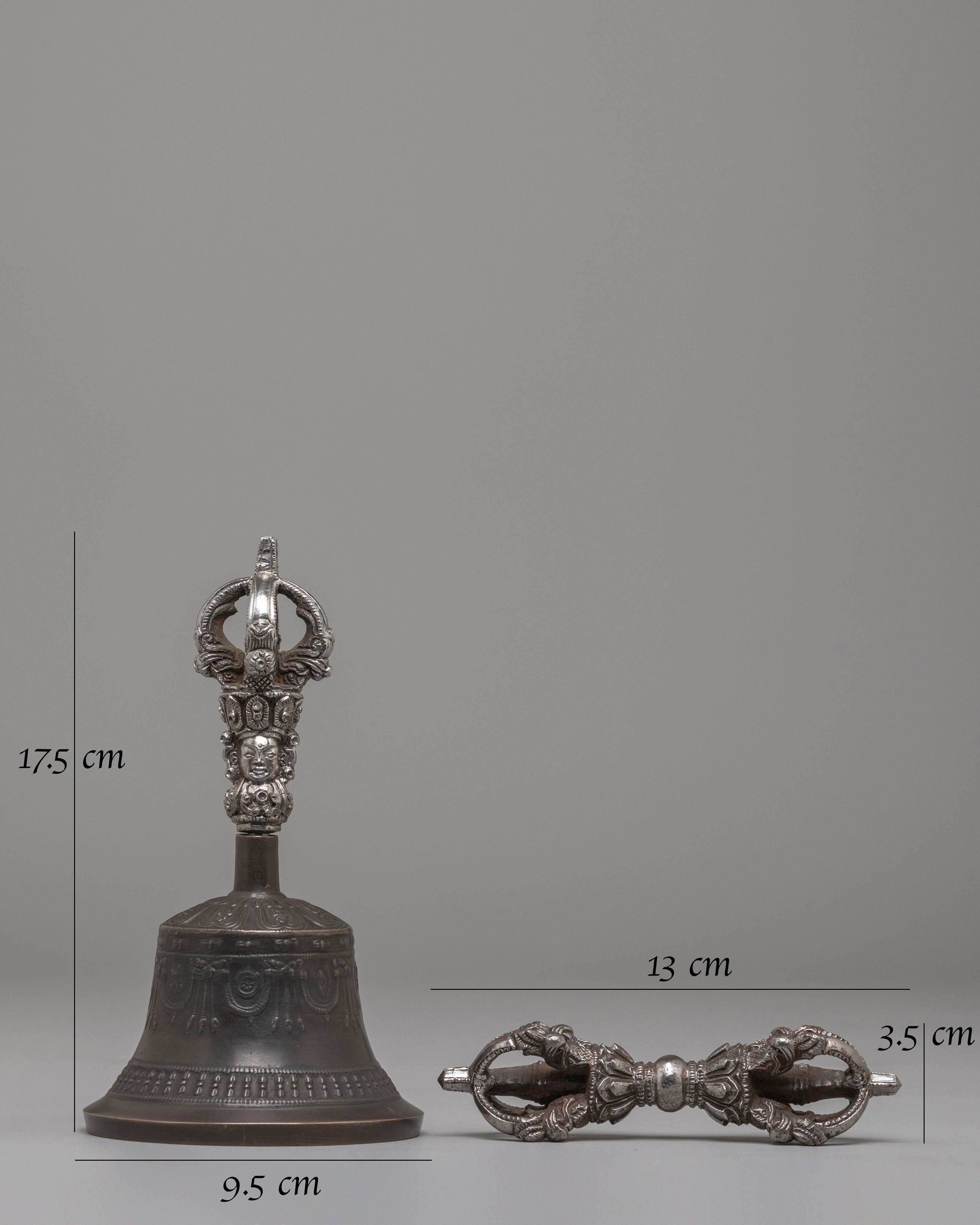 Sacred Buddhist Dorje Bell Set | Bronze Vajra and Bell Ritual Tool