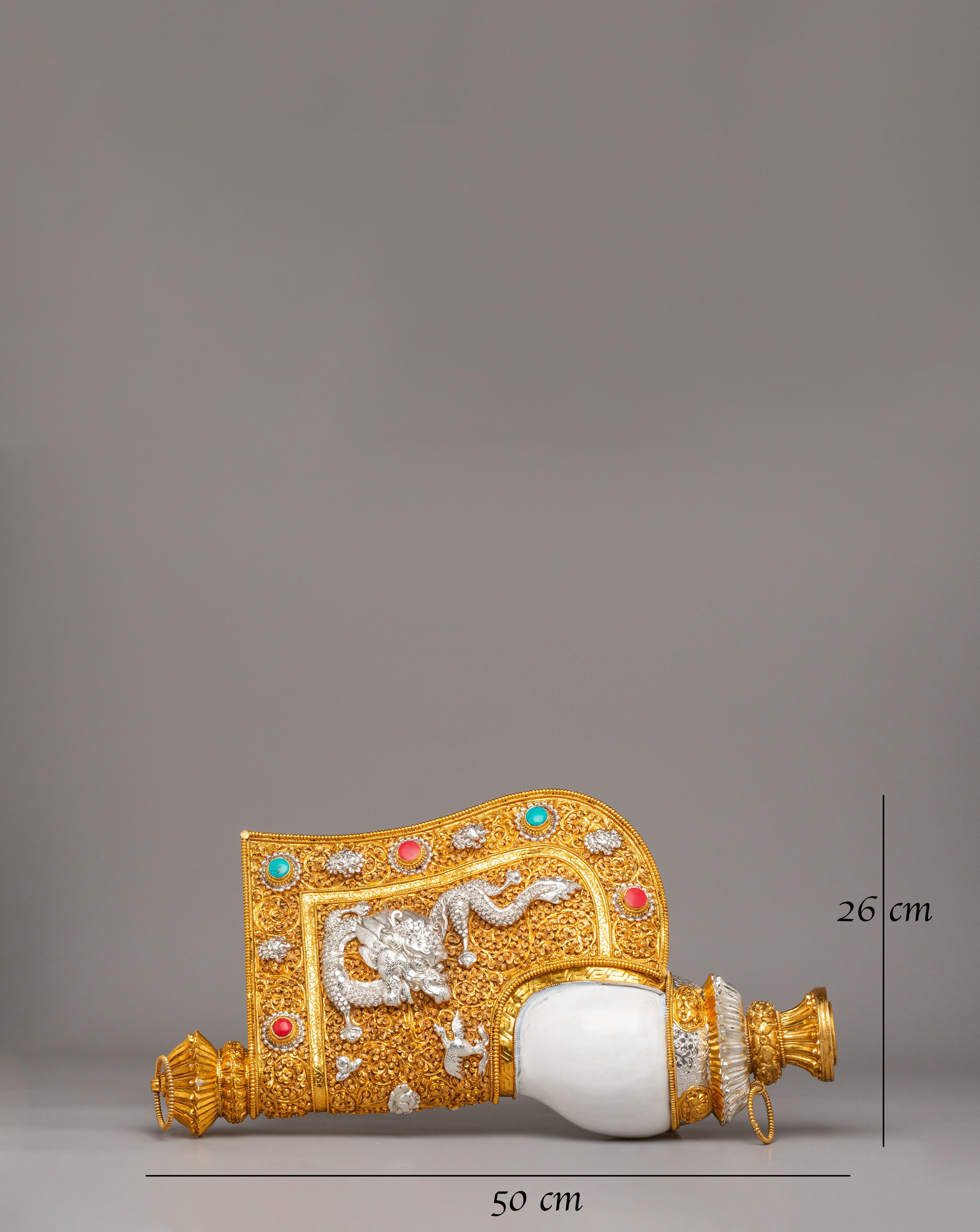 Tibetan Dragon Conch Shell For Prayer | Handcrafted Ritual Artifact