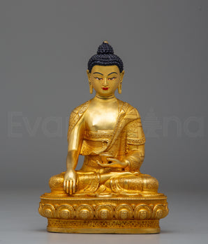Shakyamuni Buddha Statue of Power and Knowledge | Copper Body with 24K Gold Plating