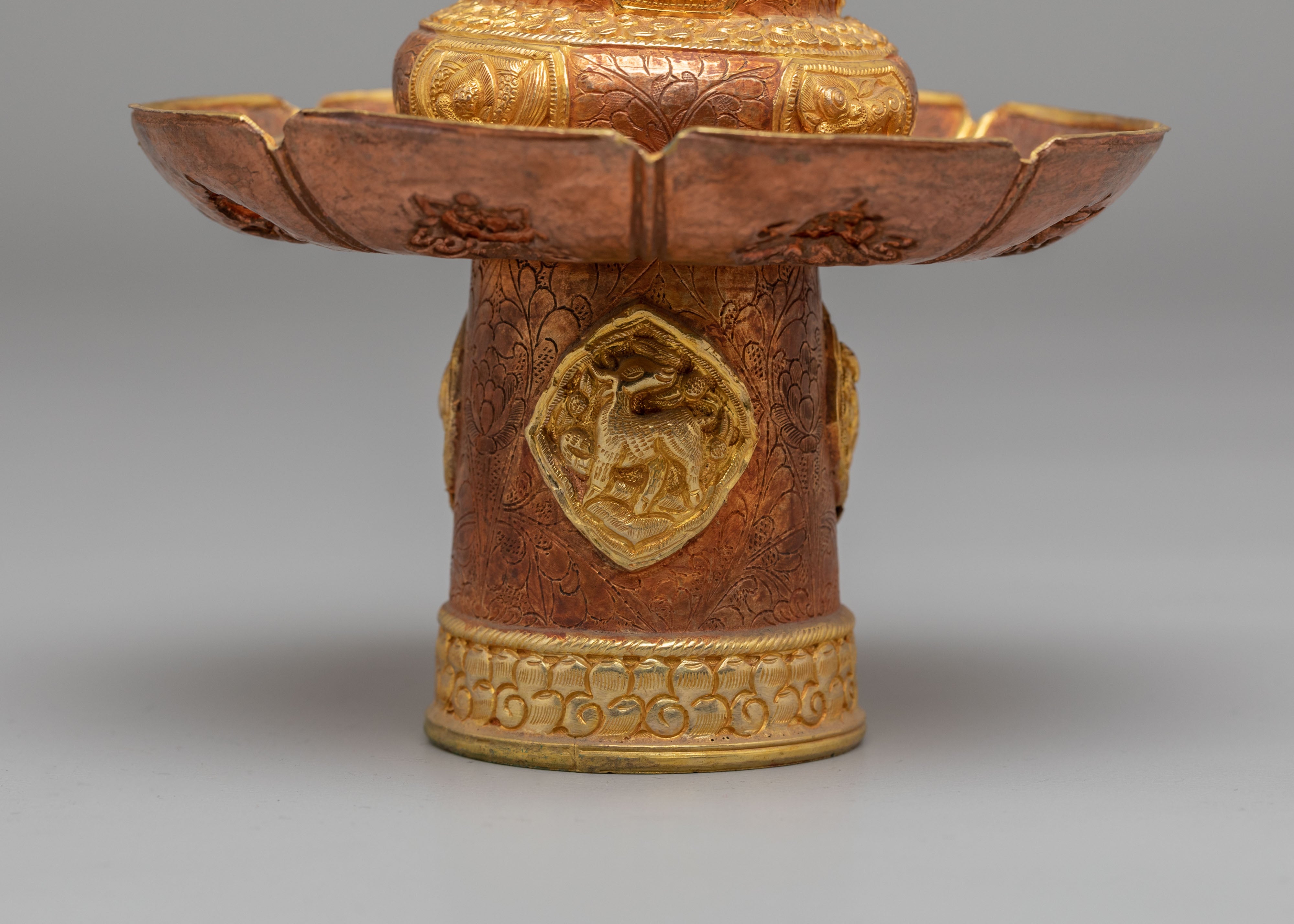 Tibetan Tea Cup Cover Set | Handcrafted Copper Teapot Lid