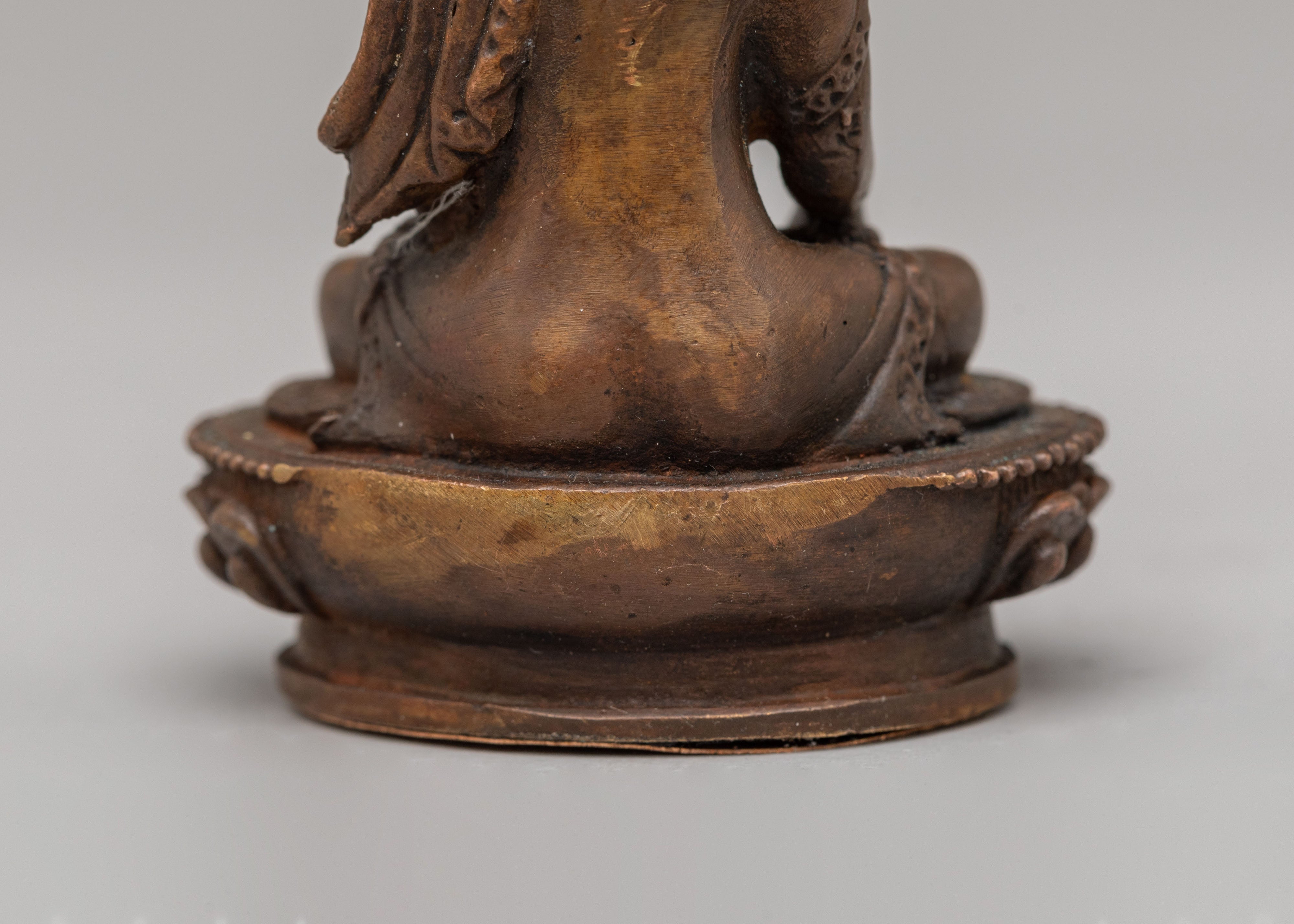 Scared Shakyamuni Buddha Altar Statue | Oxidized Copper Shakyamuni Buddha