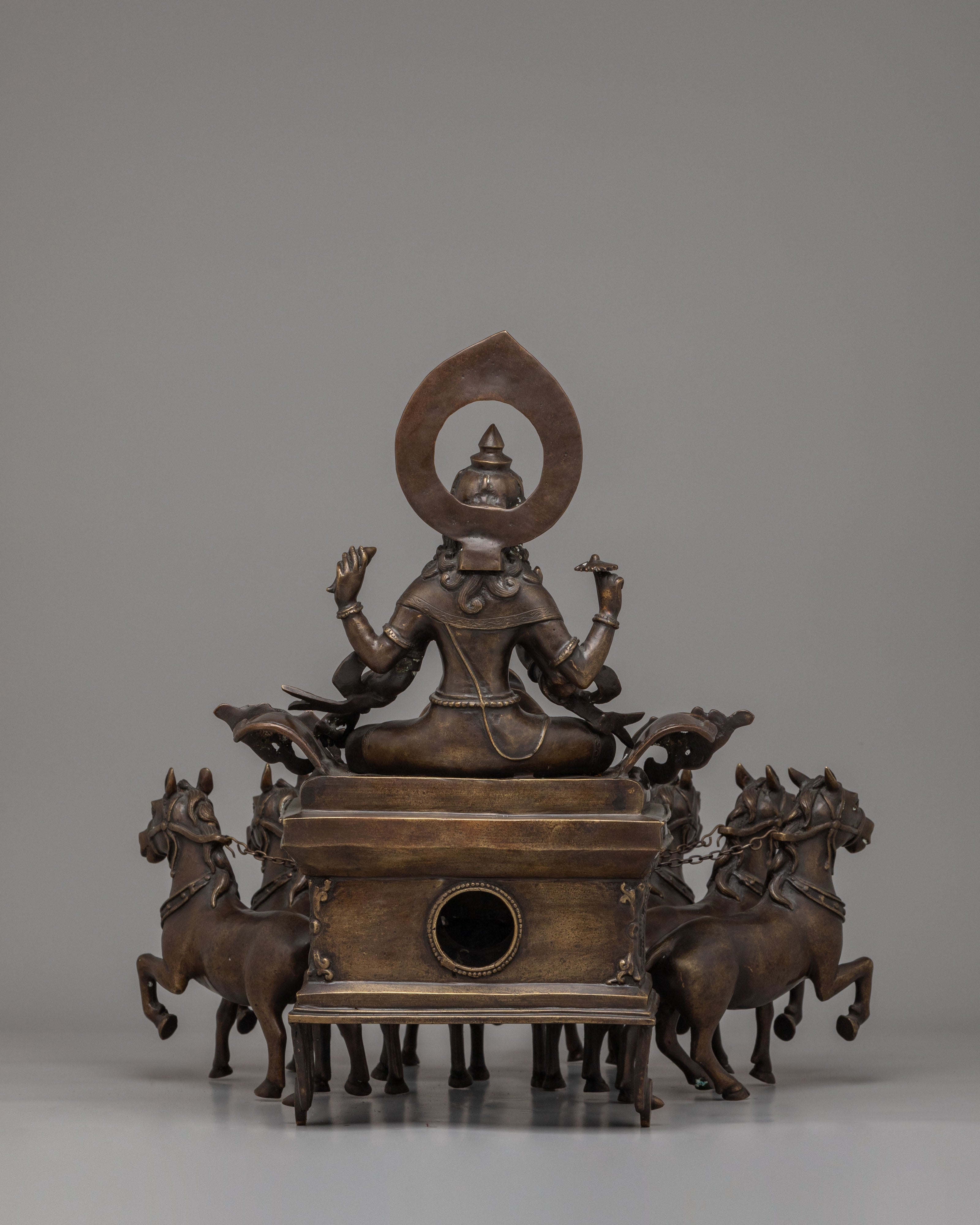 Surya Narayan Statue | Handcrafted Bronze Sun God Chariot Sculpture