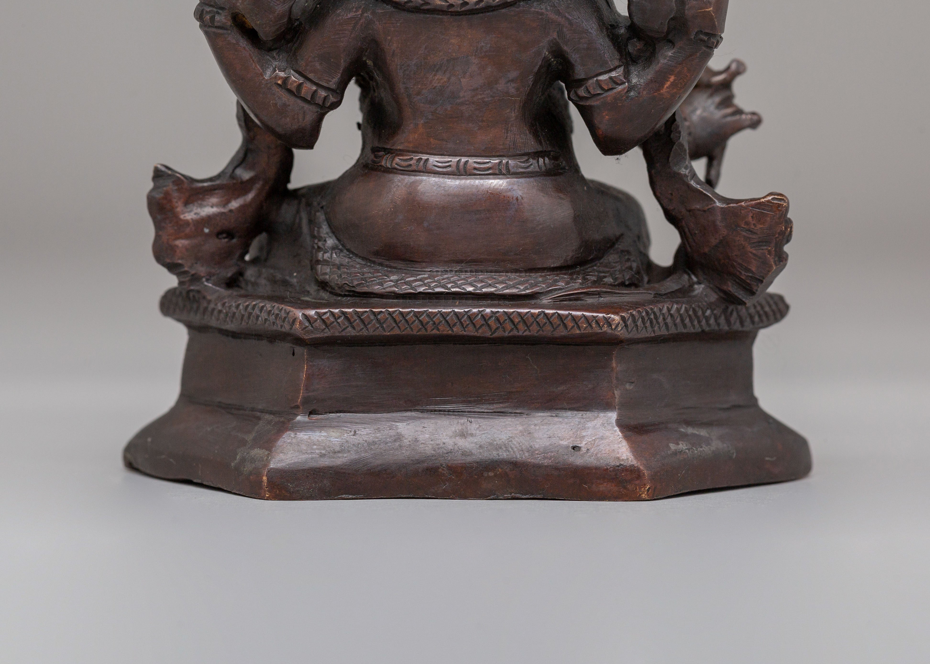 Traditional Ganesh Sculpture | Oxidized Copper Hindu Deity