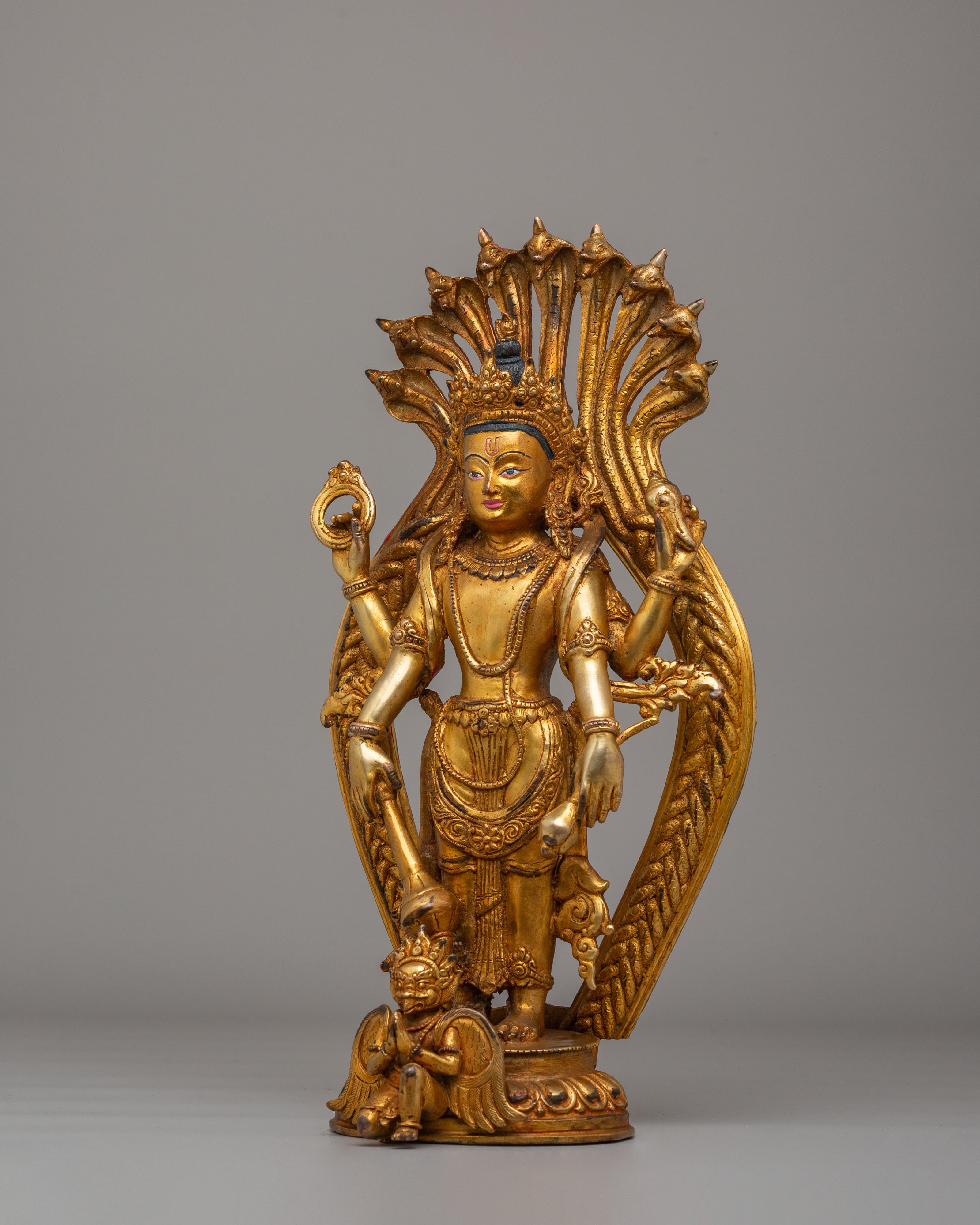 Sacred Vishnu Figurine | Handcrafted Copper Statue
