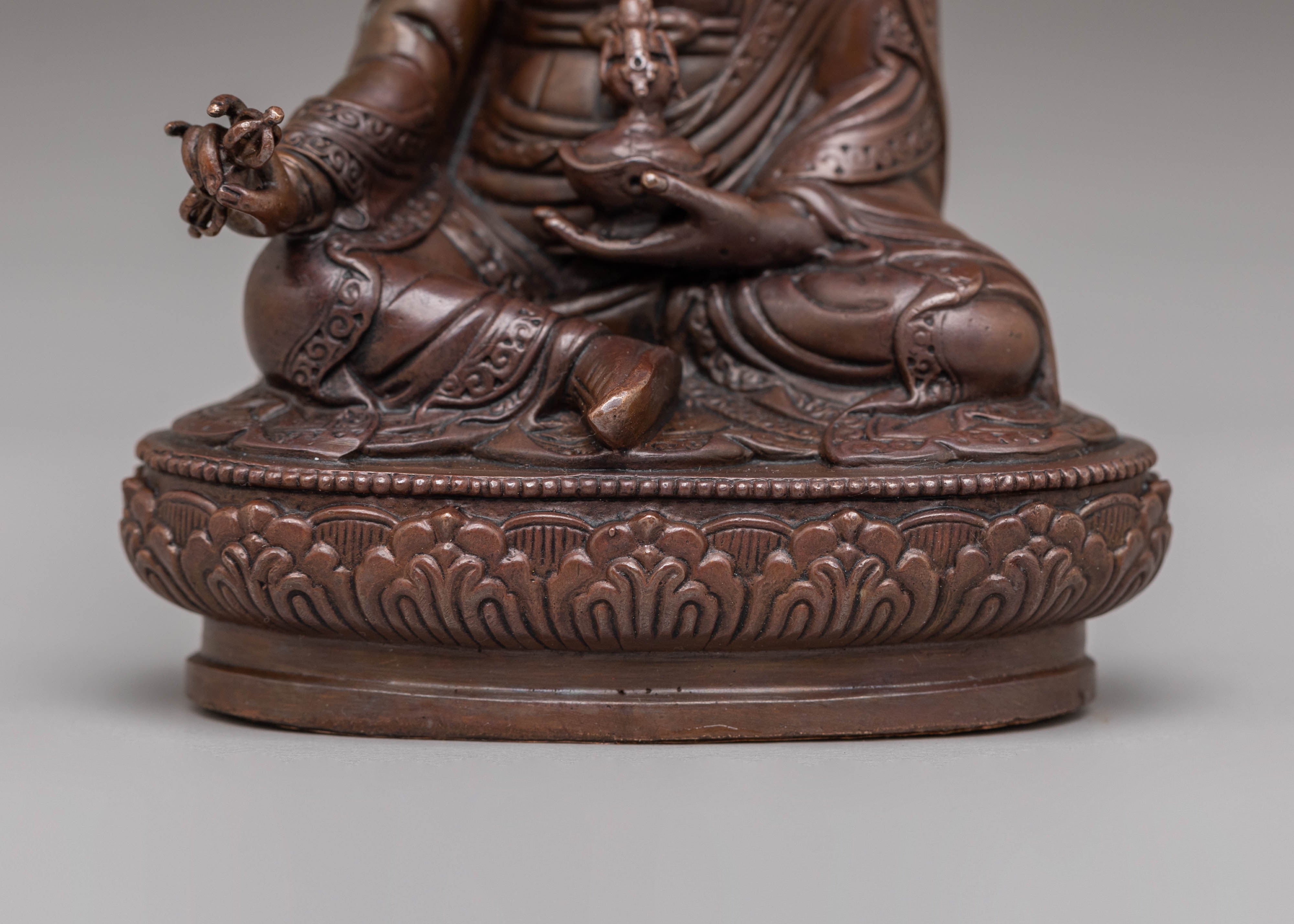 Traditional Tibetan Guru Rinpoche Statue | Oxidized Copper Figurine