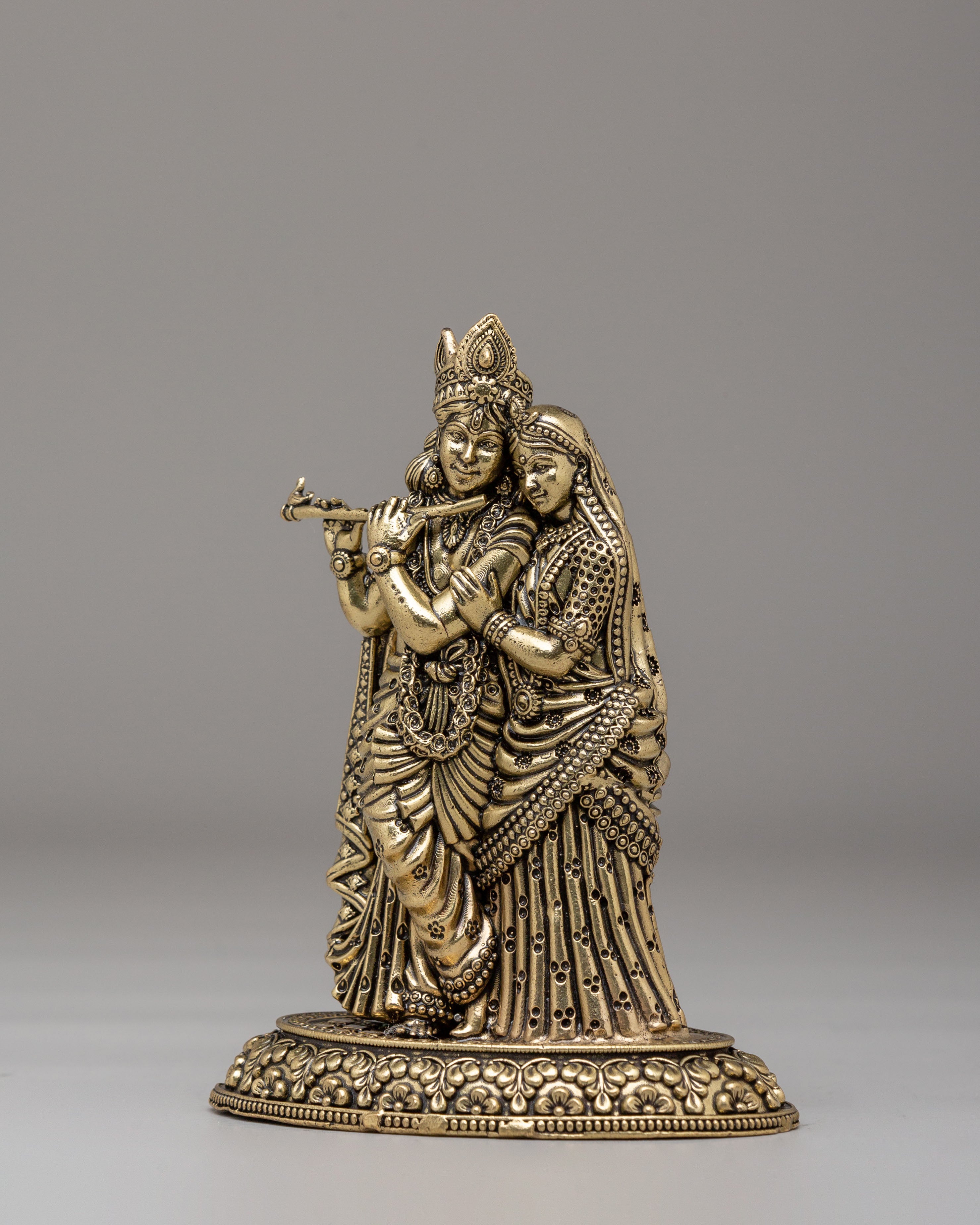 Himalayan Radha Krishna Altar Statue | Handcrafted Brass Statue