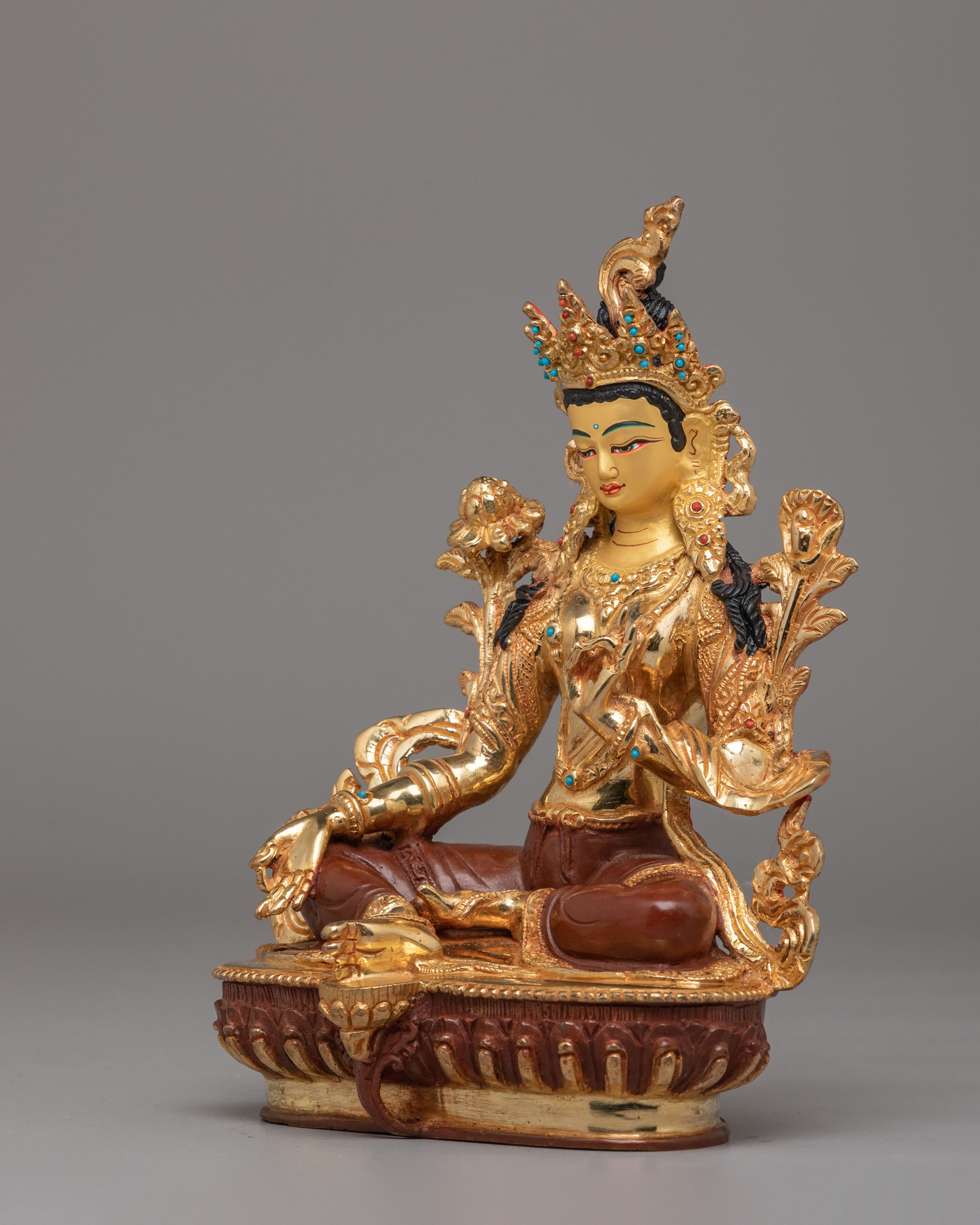 Handmade Spiritual Shyama Tara Statue | Green Tara Figurine for Meditation