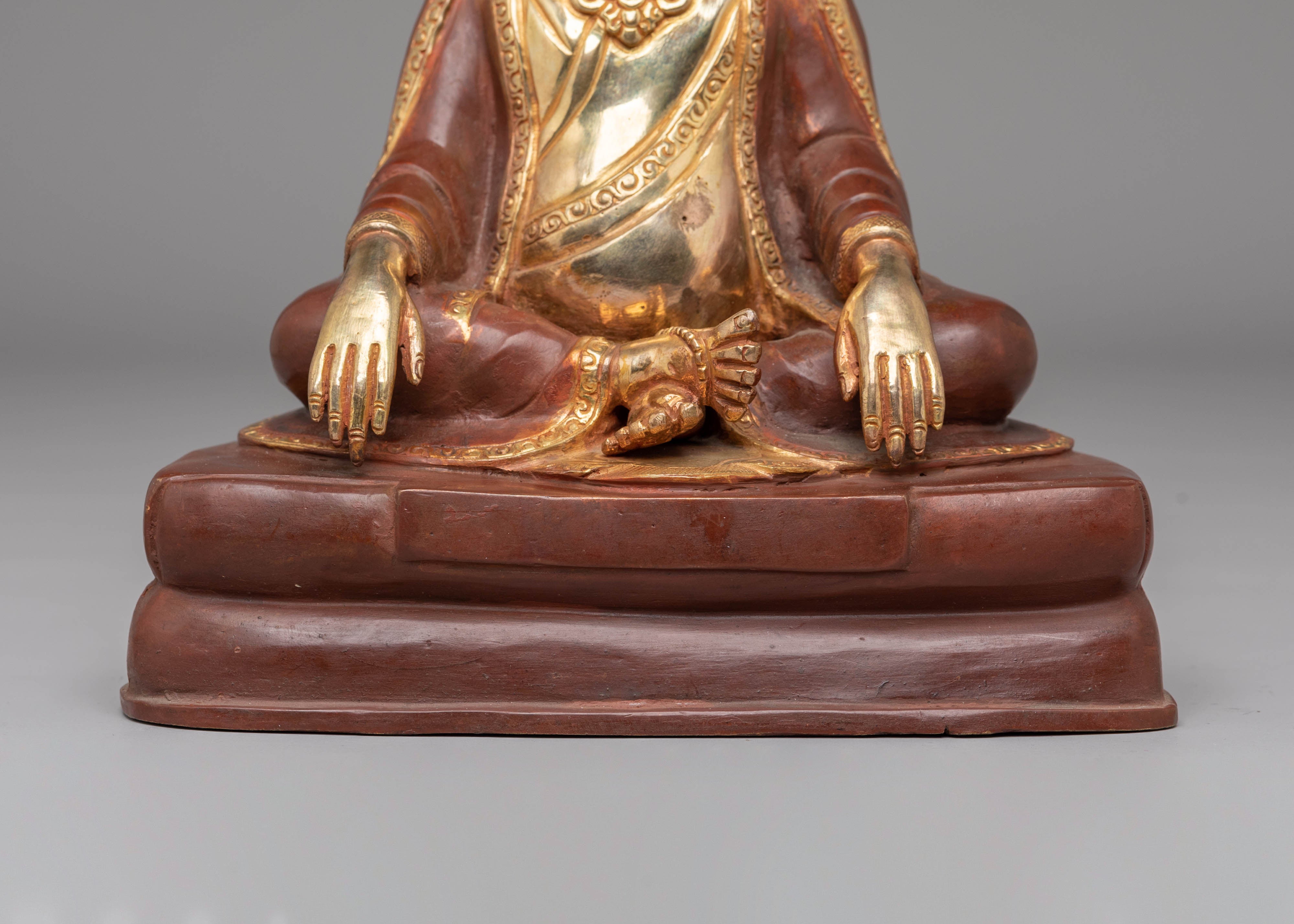 Handcrafted Gampopa Buddhist Statue | 24K Gold Plated Copper Master