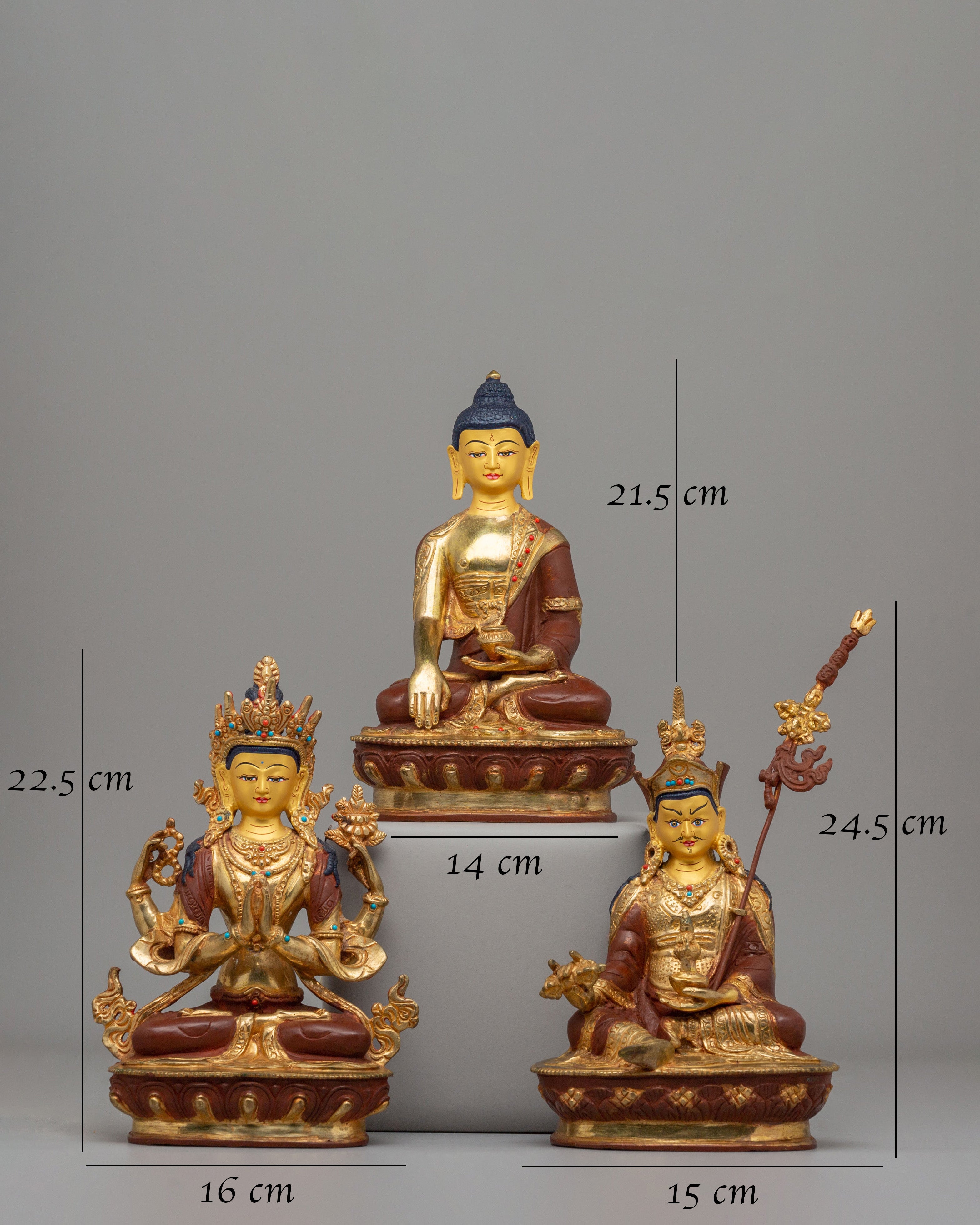 Tibetan Buddha Dharma Sangha Set Statue | Spiritual Buddhist Art Set