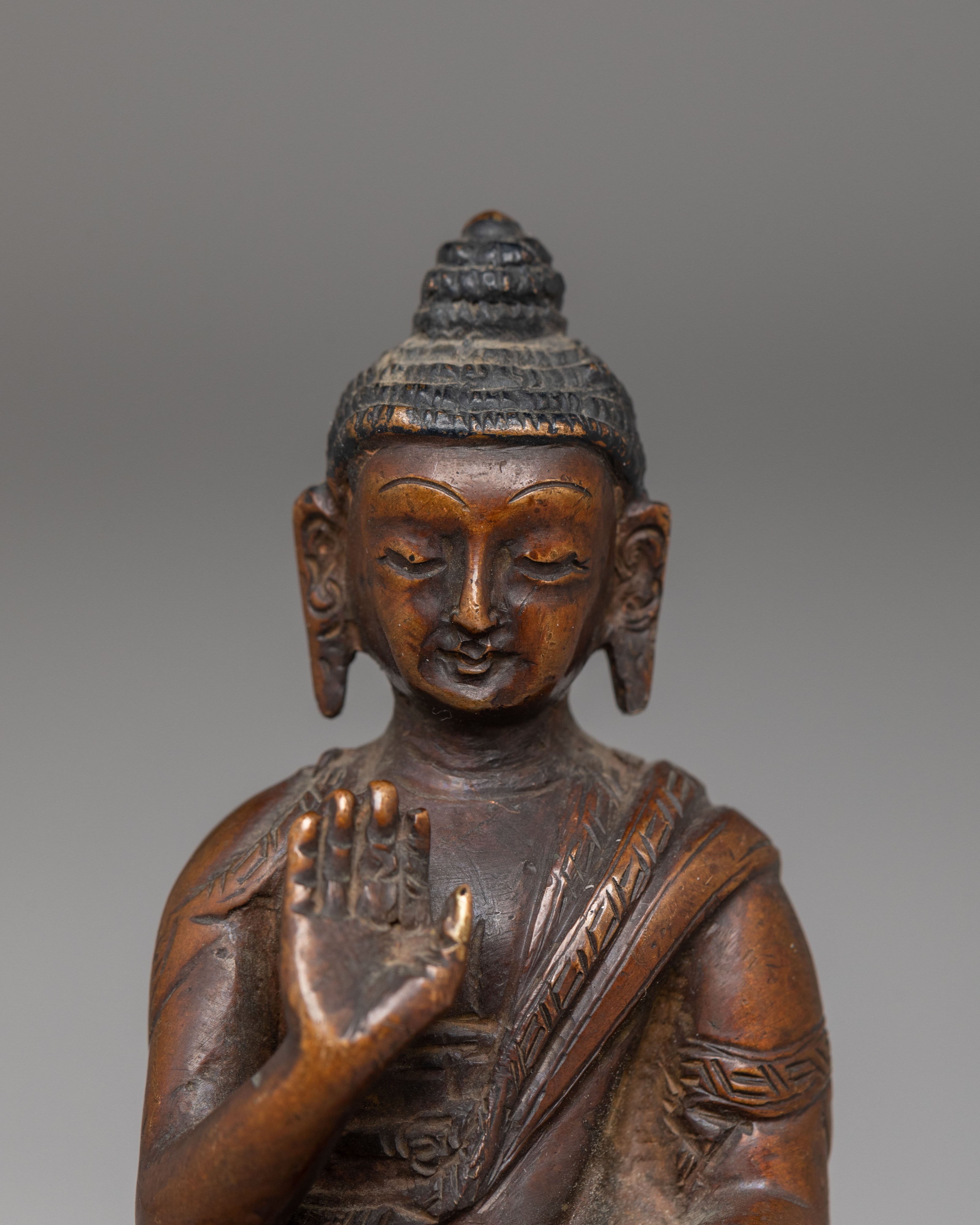 Handcrafted Oxidized Statue of Amogasiddhi for Dharma Decor