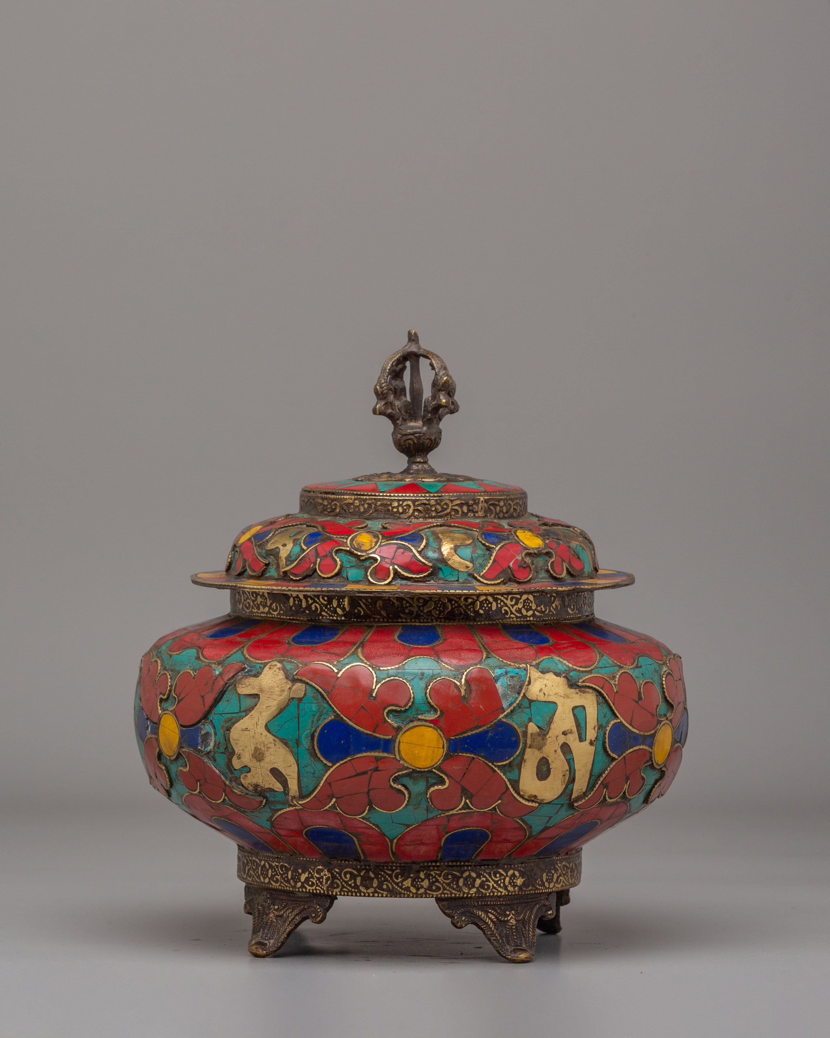 Handmade Sacred Offering Rice Pot | Tibetan Ritual Pot for Spiritual Ceremonies