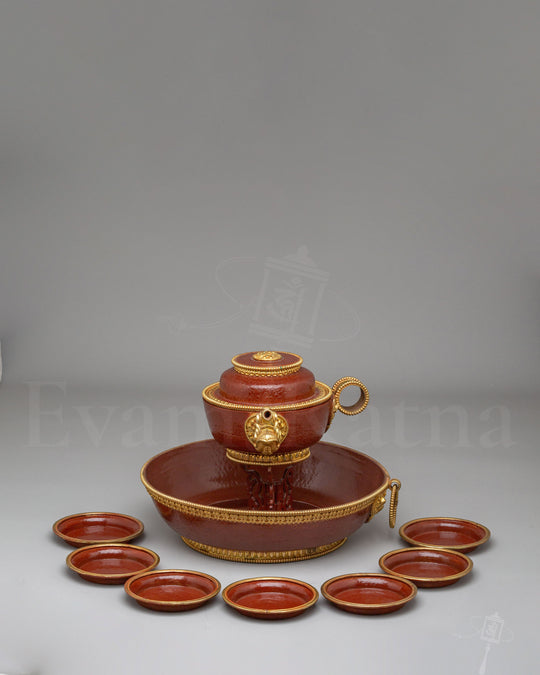 Spiritual Buddhist Water Offering Set | Tibetan Altar Set