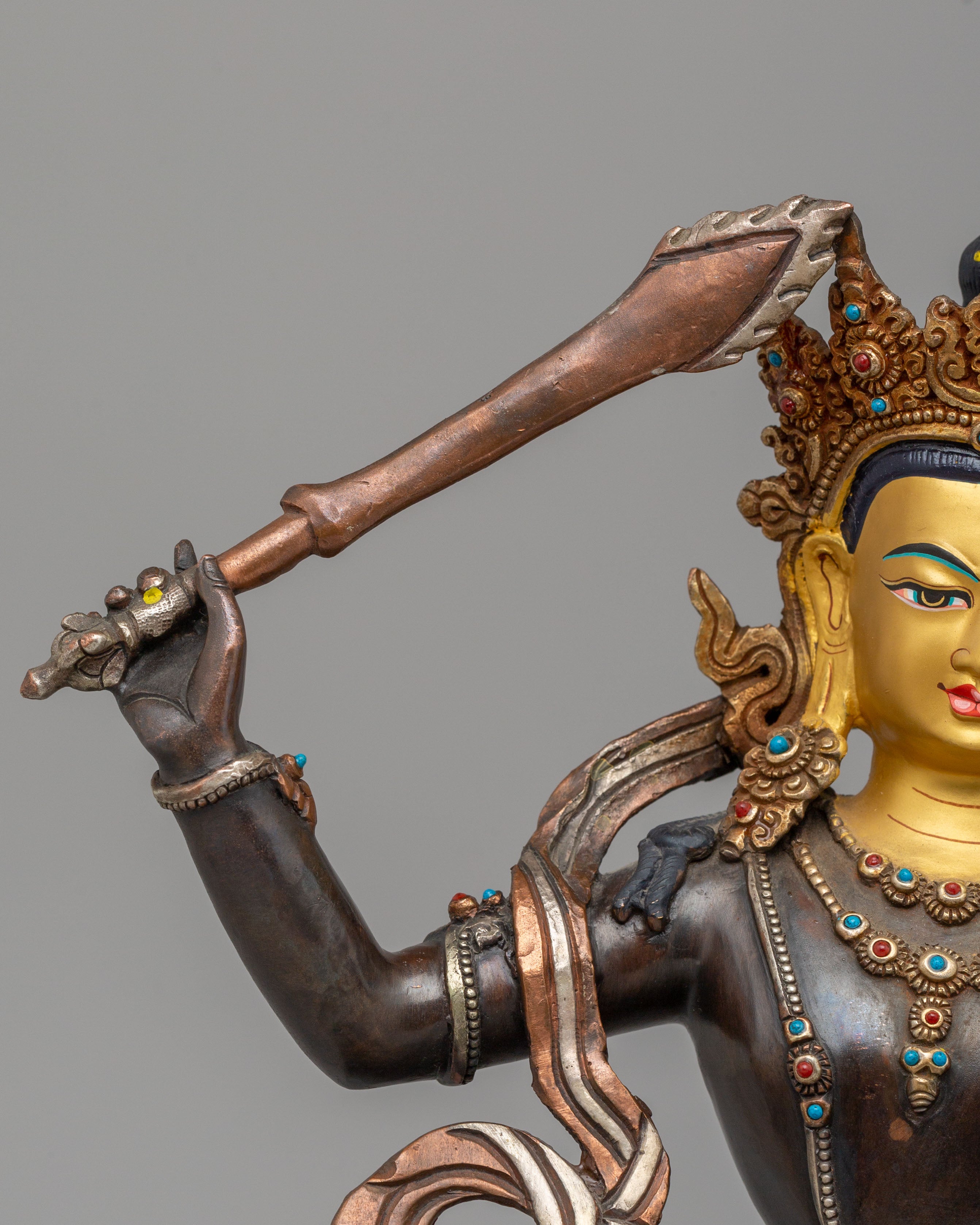 Tibetan Manjushri Wisdom Deity Statue | Sacred Sculpture for Meditation and Decor