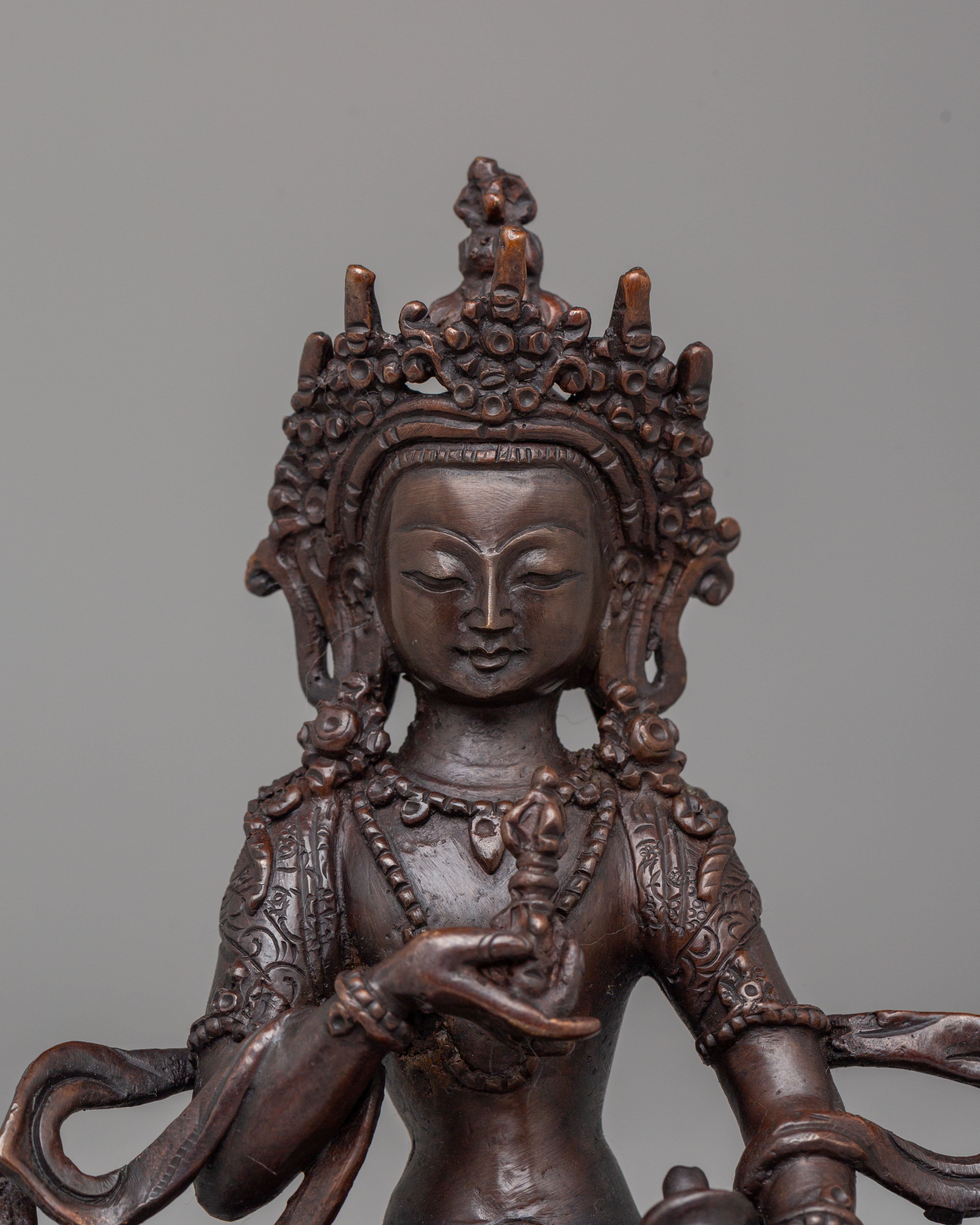 Himalayan Vajrasattva Spiritual Statue | Handcrafted Oxidized Copper Artwork