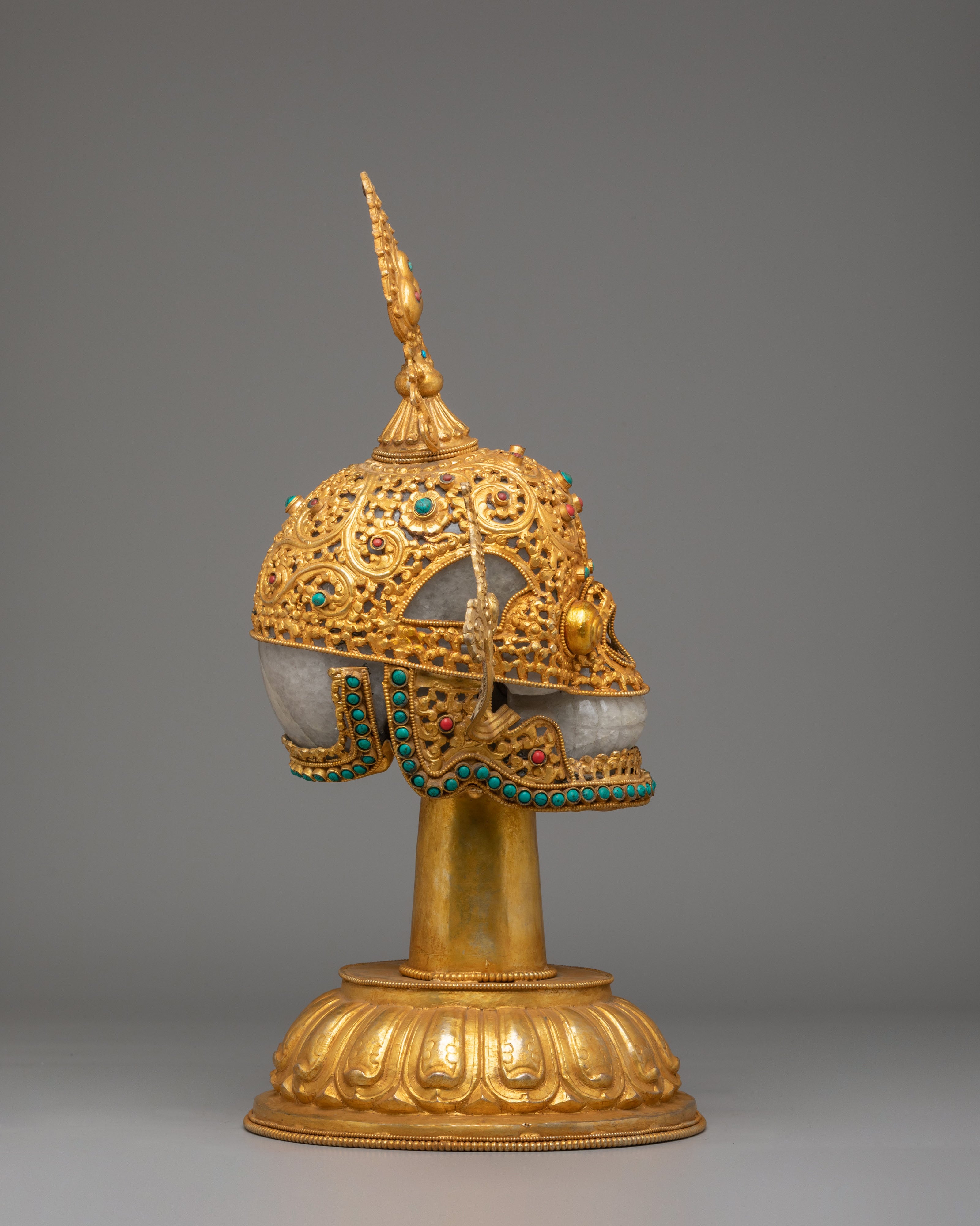 Buddhist-Inspired Ritual Skull Sculpture | Traditional Himalayan Artwork