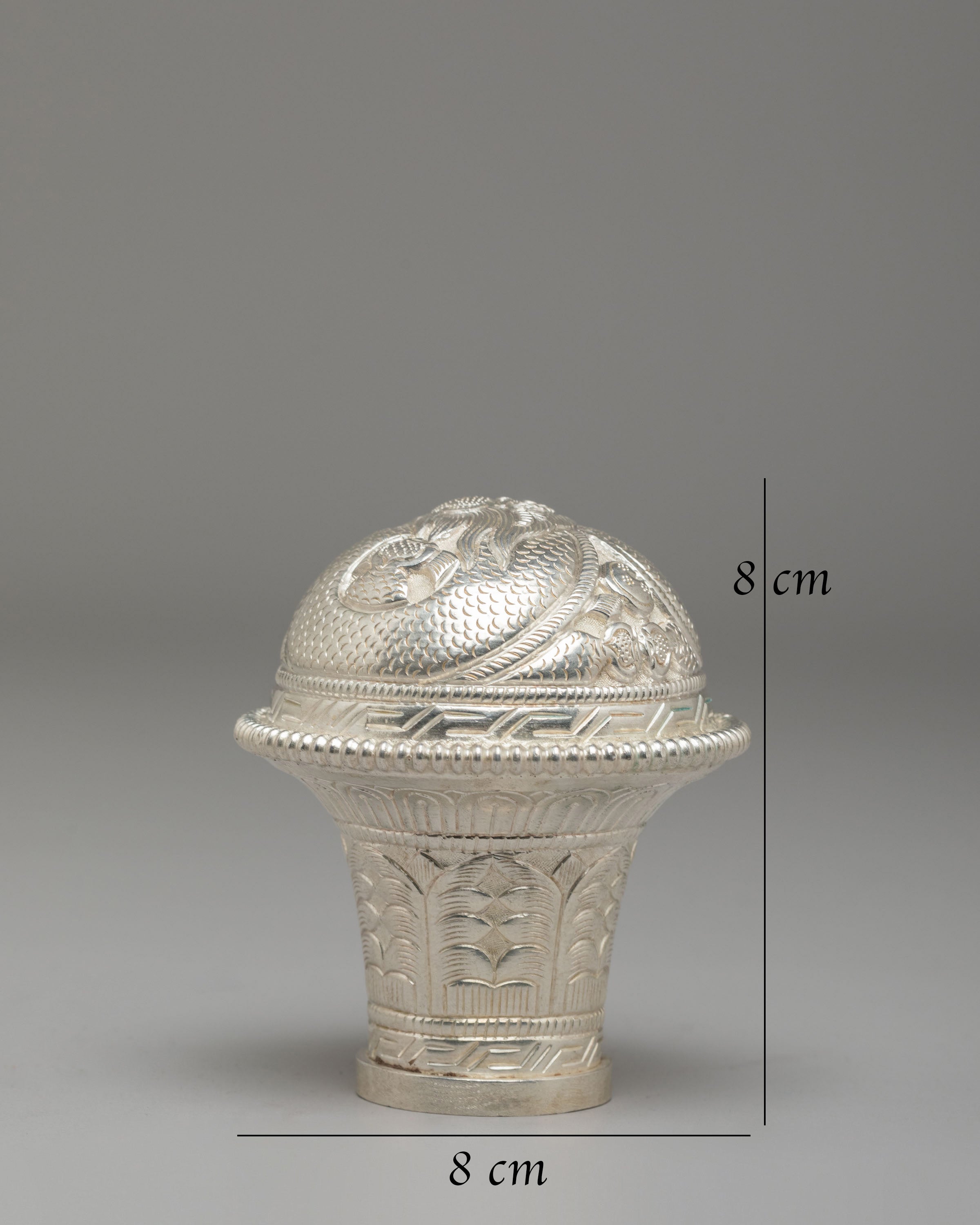 Silver Brocade Stick Cap | Sacred Silver Ritual Accessories