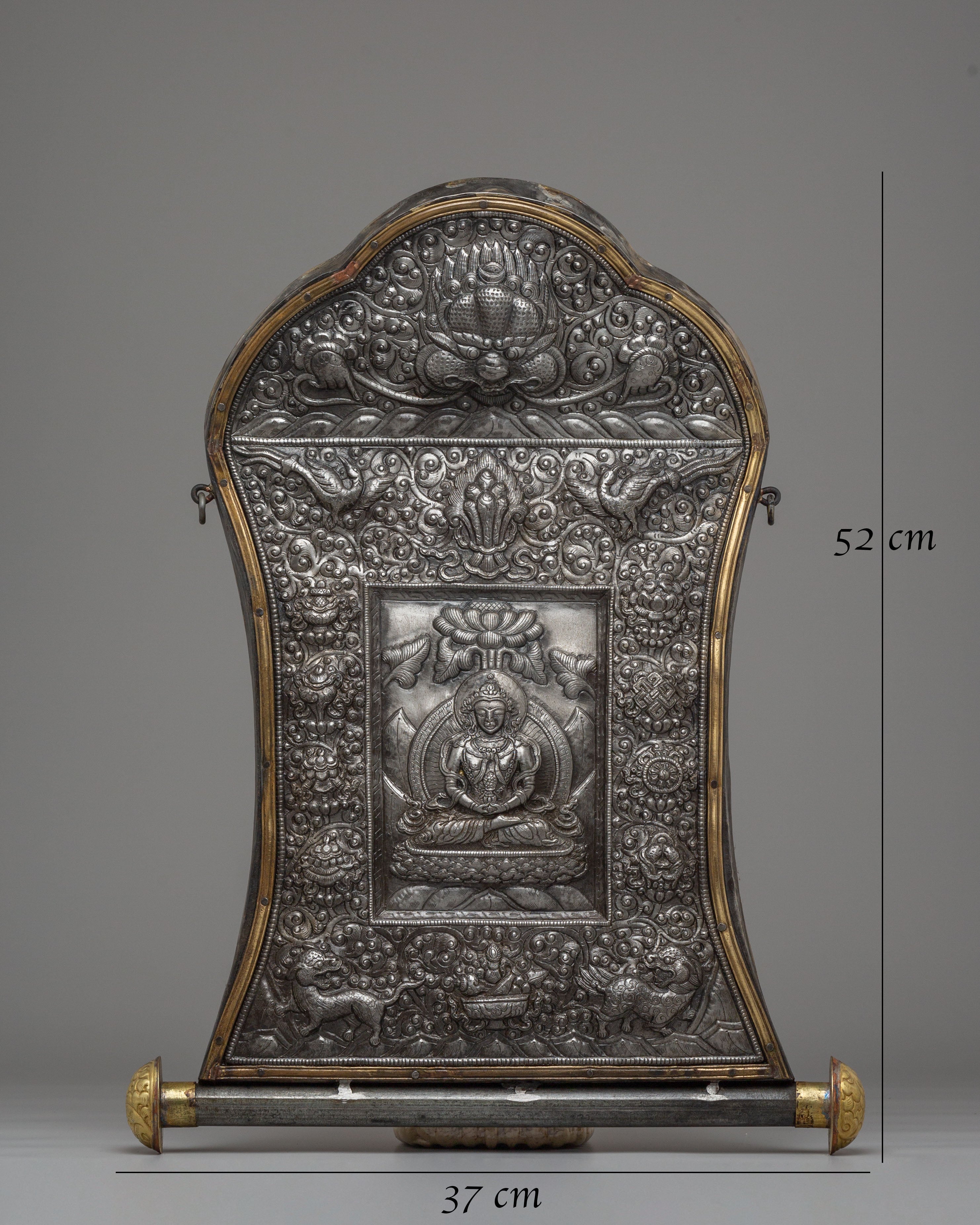 Amitayus Wall Hanging | Metal Thangka with Auspicious Symbols
