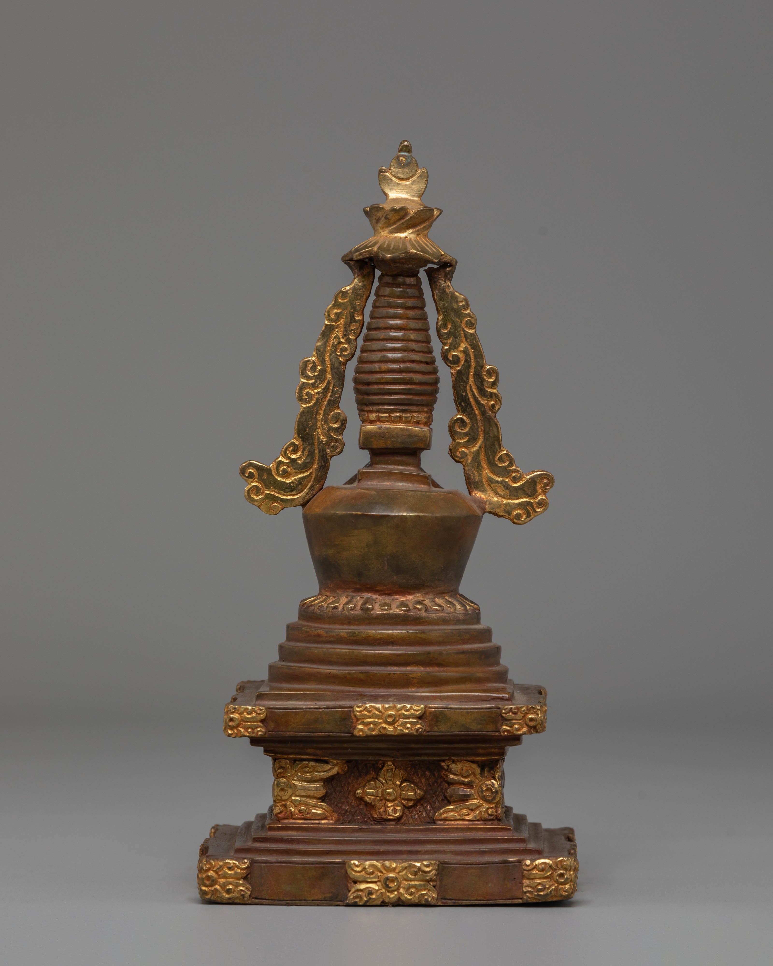 Sacred Copper Stupa Altar Shrine | Spiritual Enlightenment Symbol