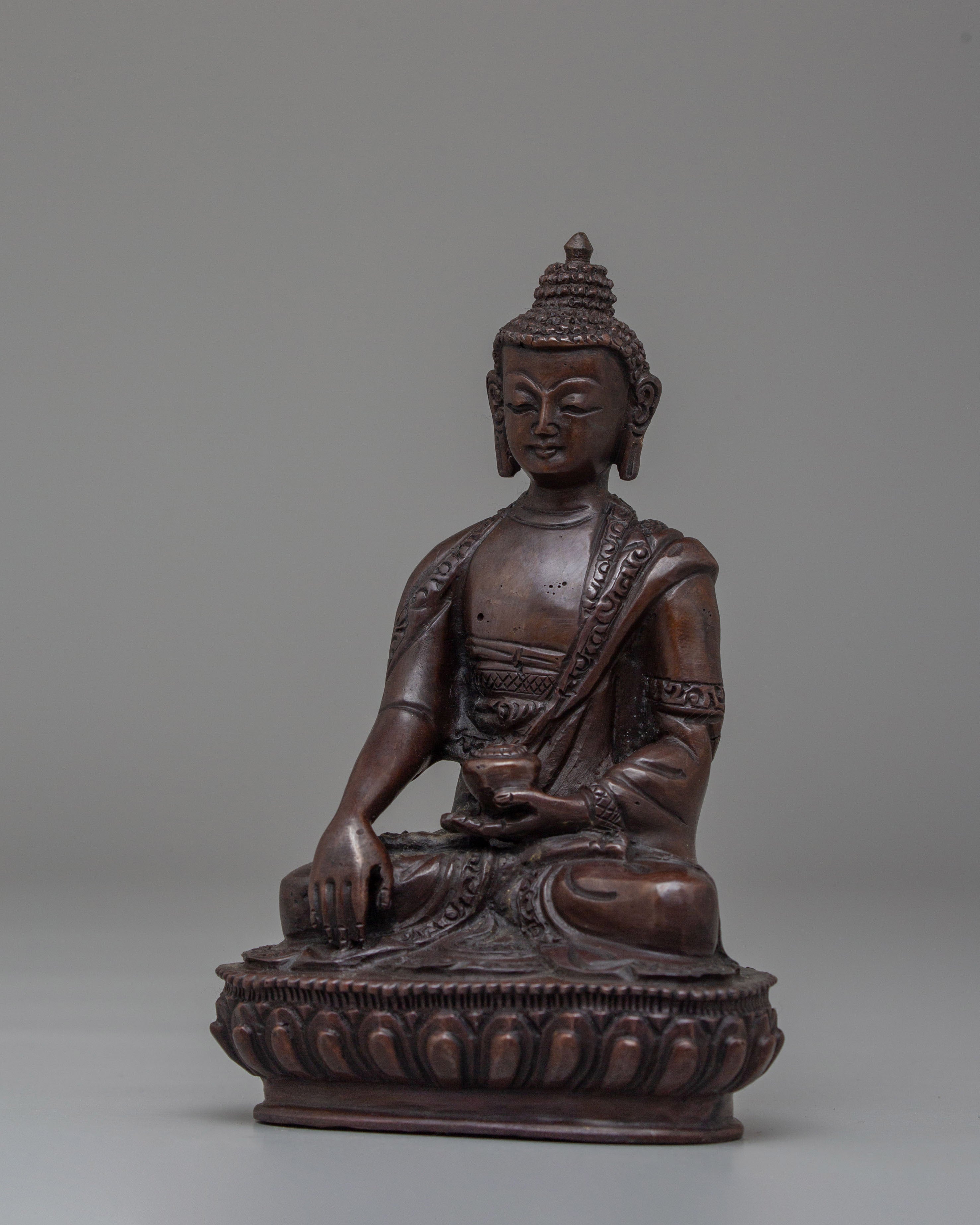 Oxidized Copper Shakyamuni Buddha Statue | Tibetan Artwork