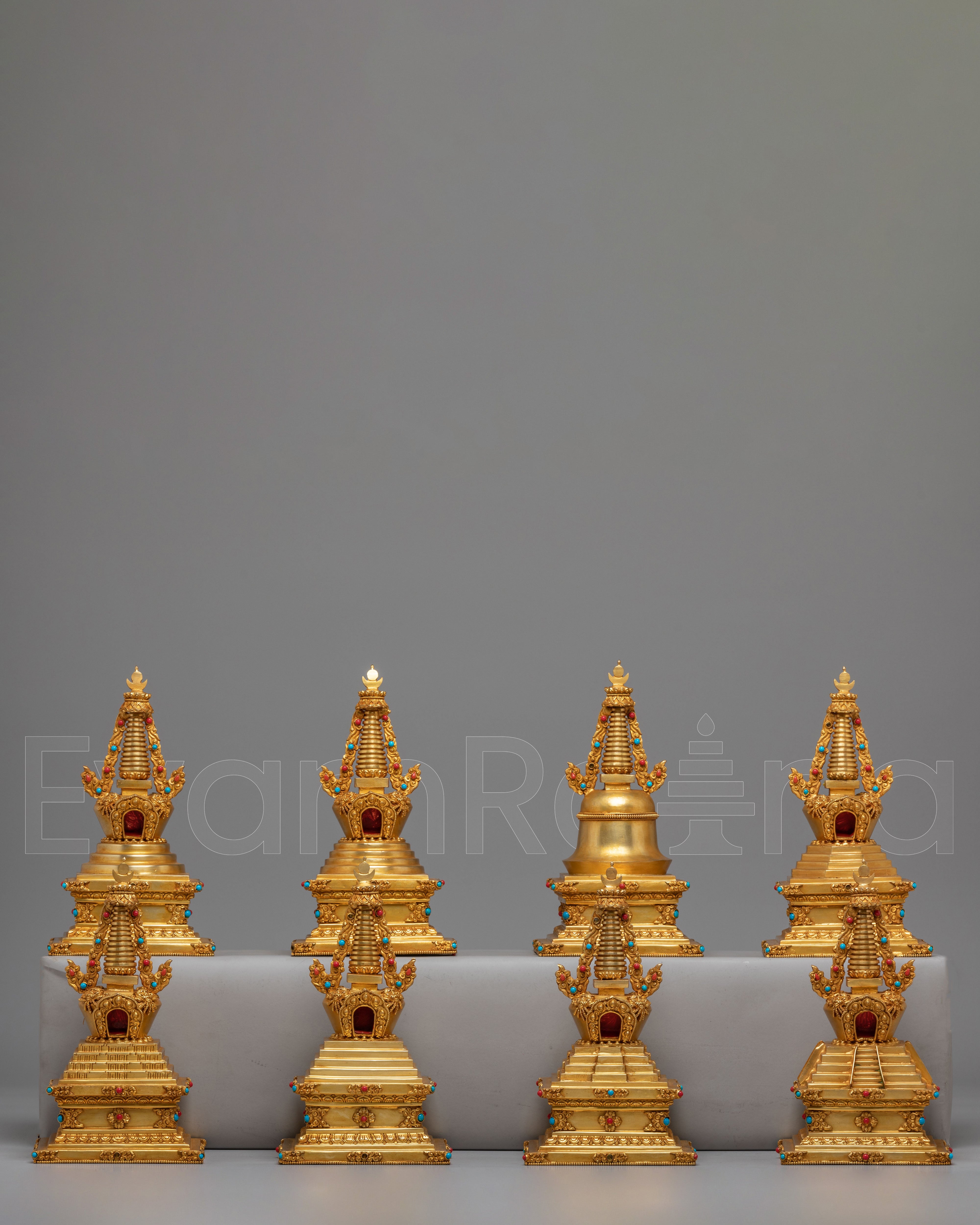 Buddhist Eight Stupa Collection Set
