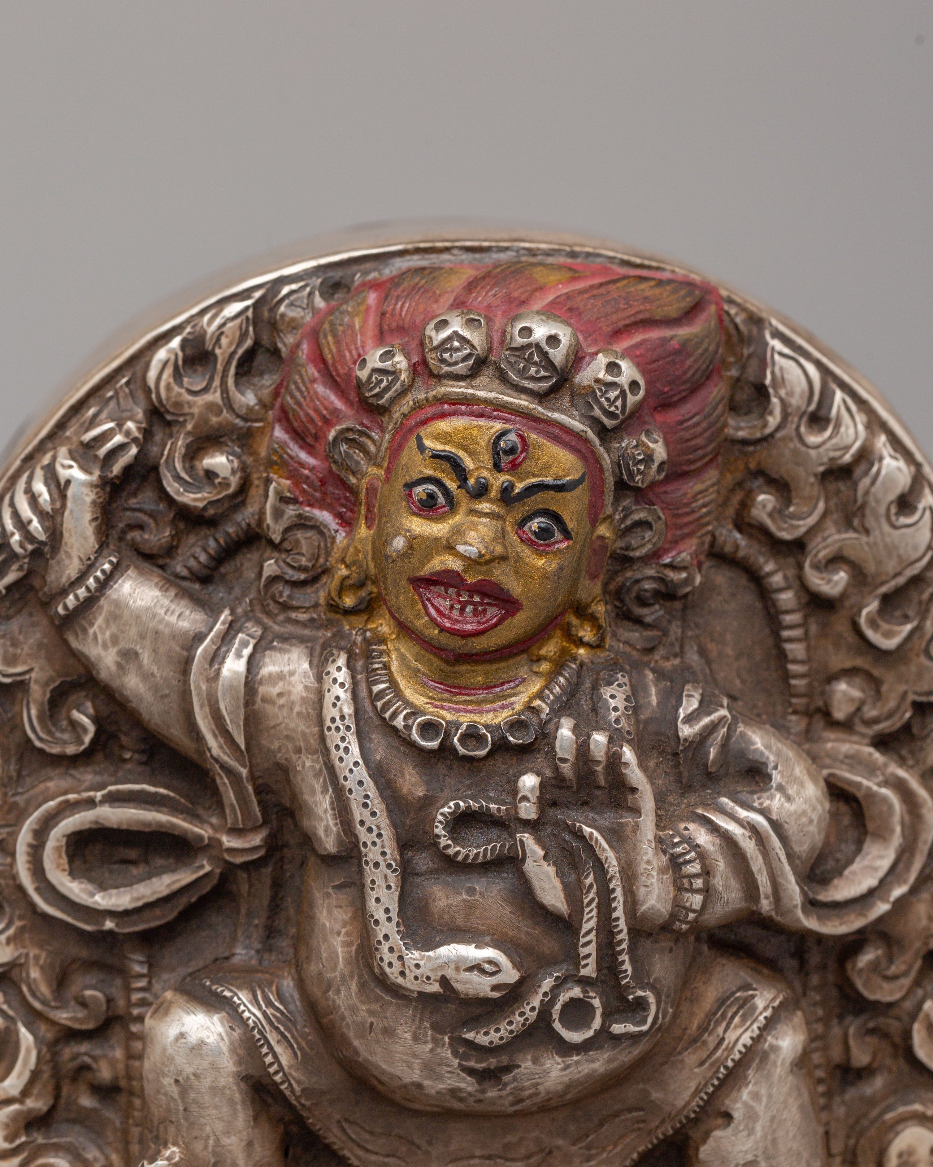 Sacred Vajrapani Ghau Box | Vajrapani Protection Symbol for Altar