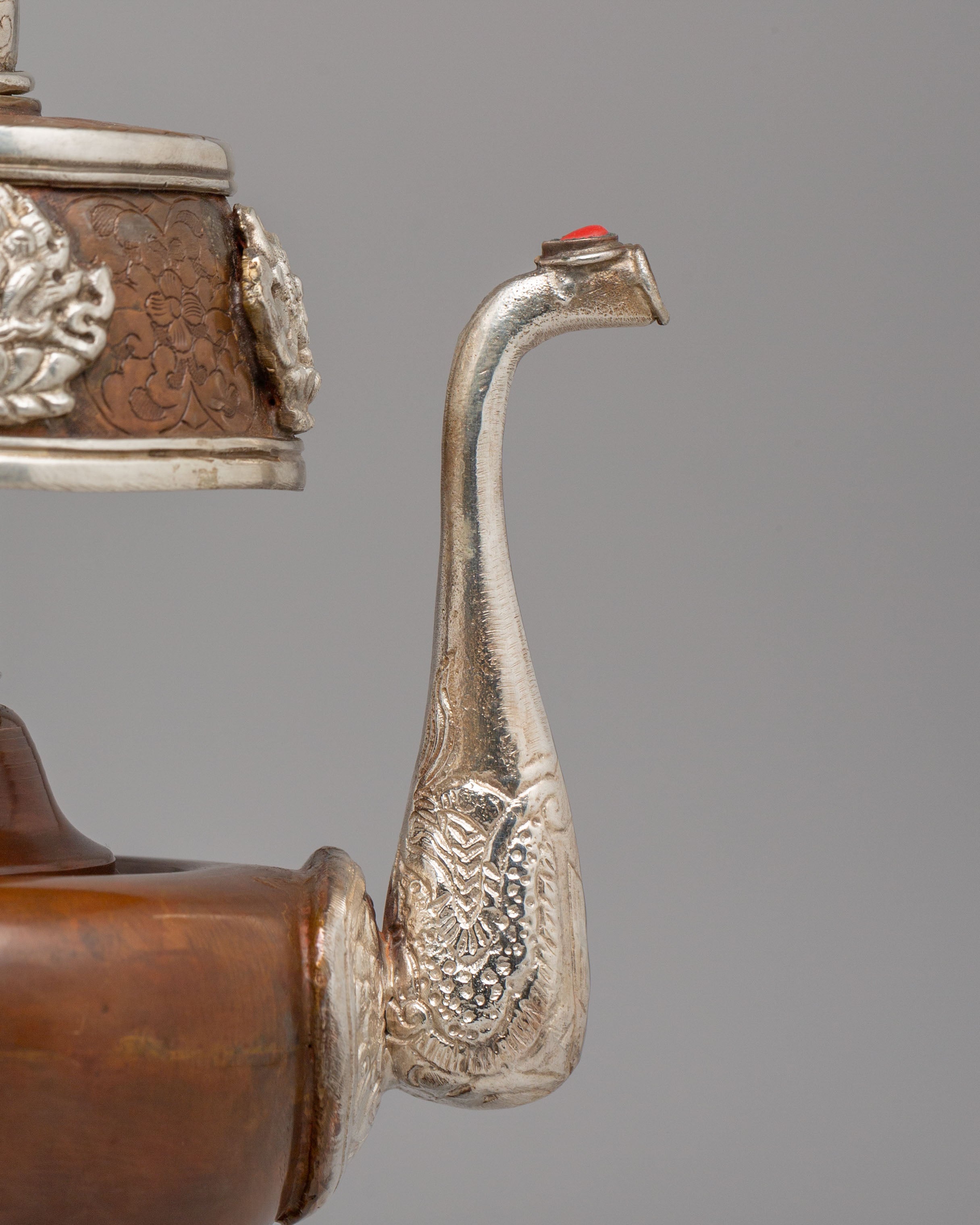 Spiritual Ceremonial Bhumba Pair | Tibetan Ritual Copper Silver Vessels