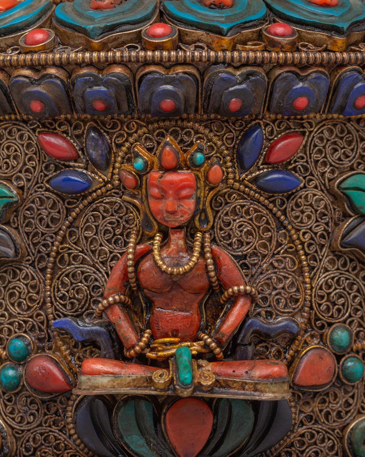 Tibetan Vajra with Dharma Dhatu | Gemstone-Inlaid Buddhist Sacred Artwork