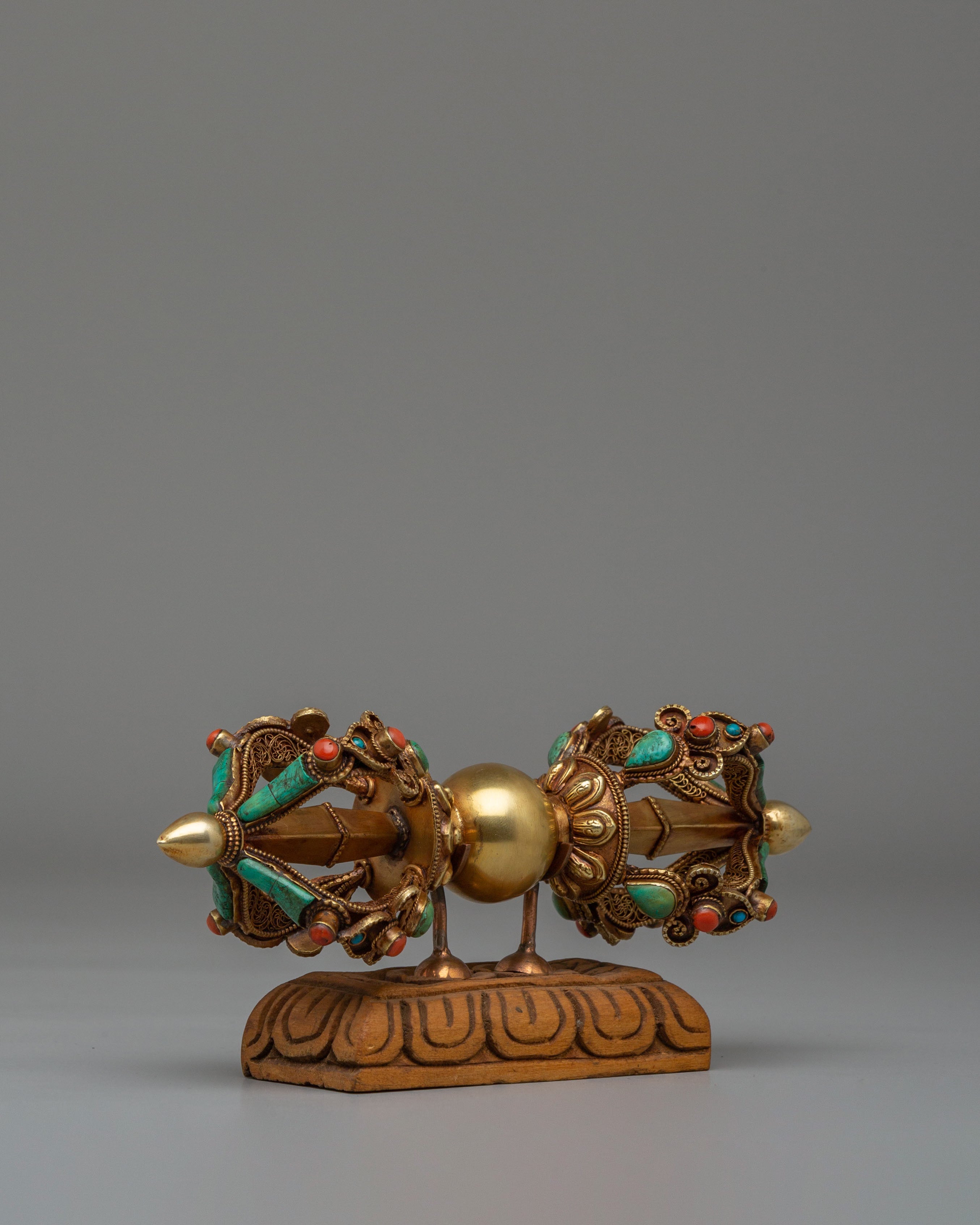 Handmade Buddhist Vajra With Stand | Tibetan Thunderbolt Dorje
