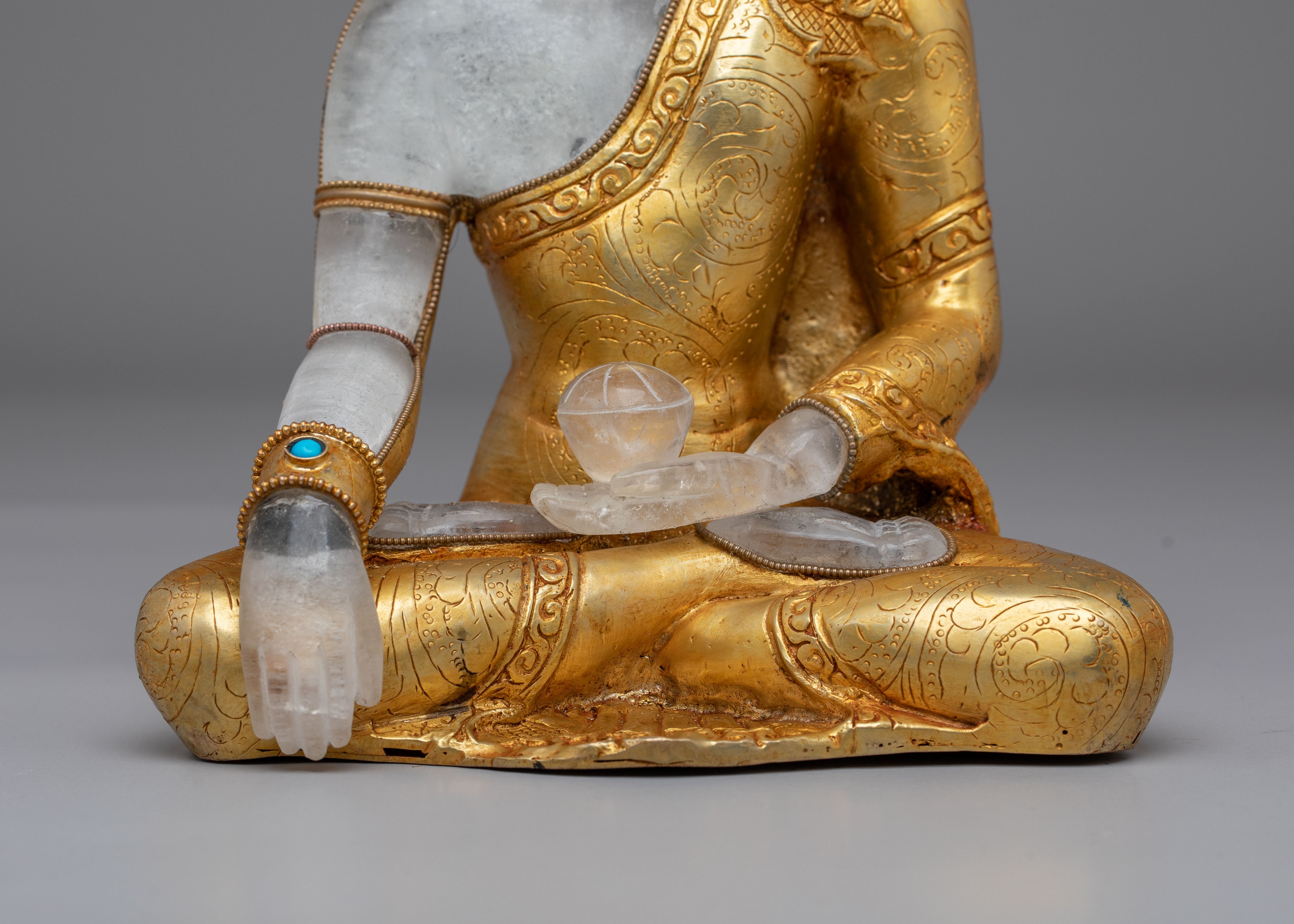 Tibetan Buddhist Shakyamuni Buddha Statue | Handcrafted Copper Crystal Artwork