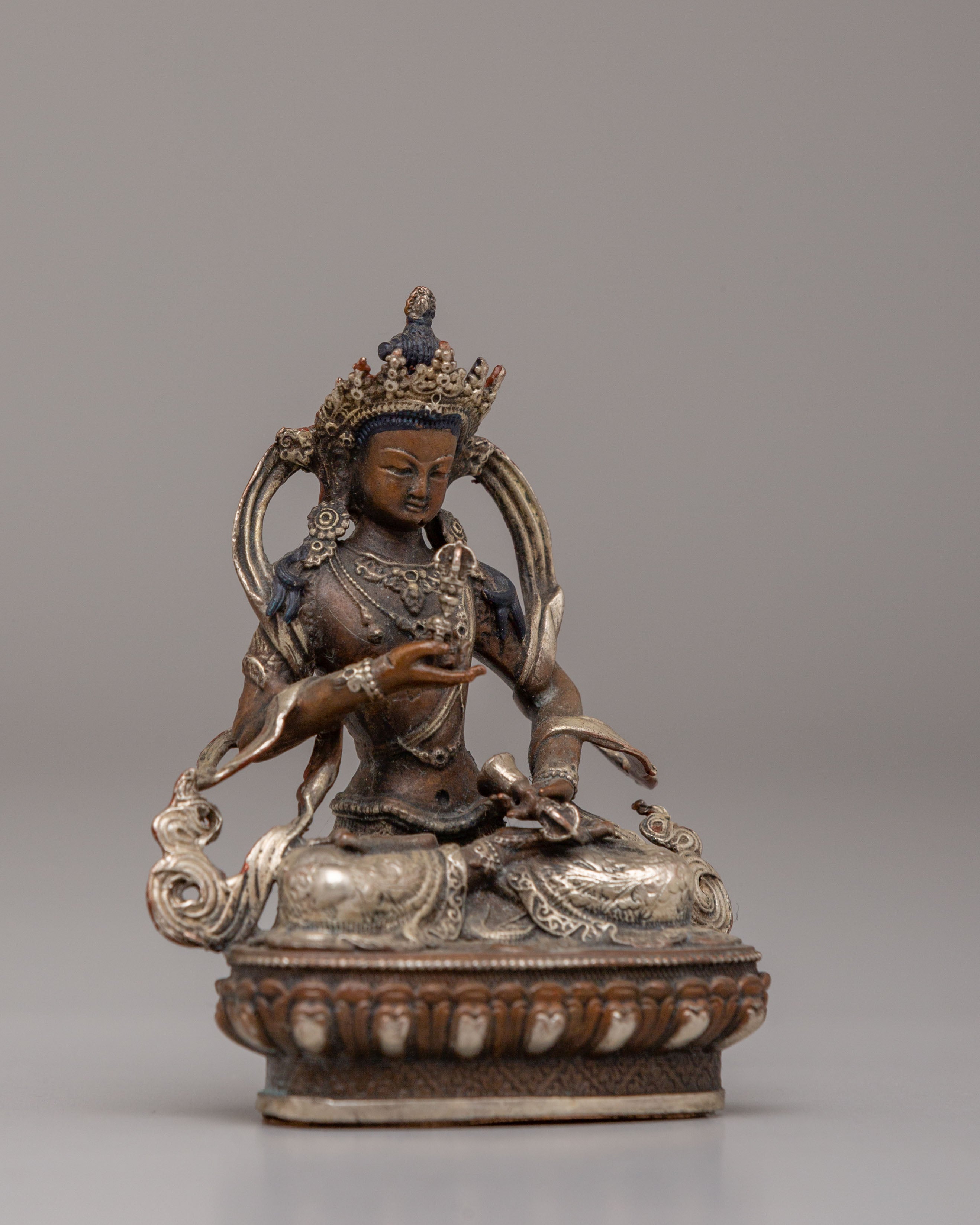 Vajrasattva Purification Buddha Statue | Silver Plated Buddhist Figure