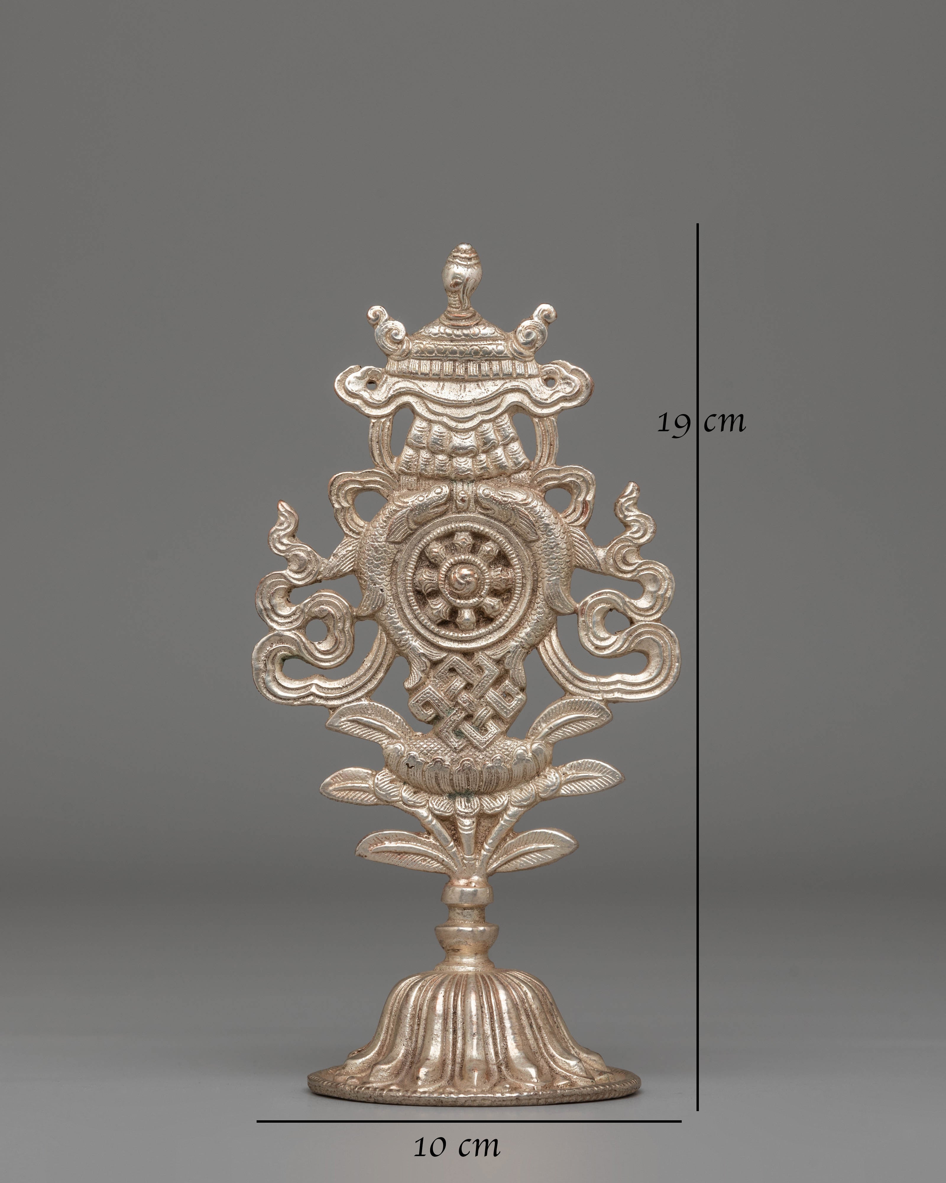 Handcrafted Silver Auspicious Symbol | Tibetan Ritual Decor