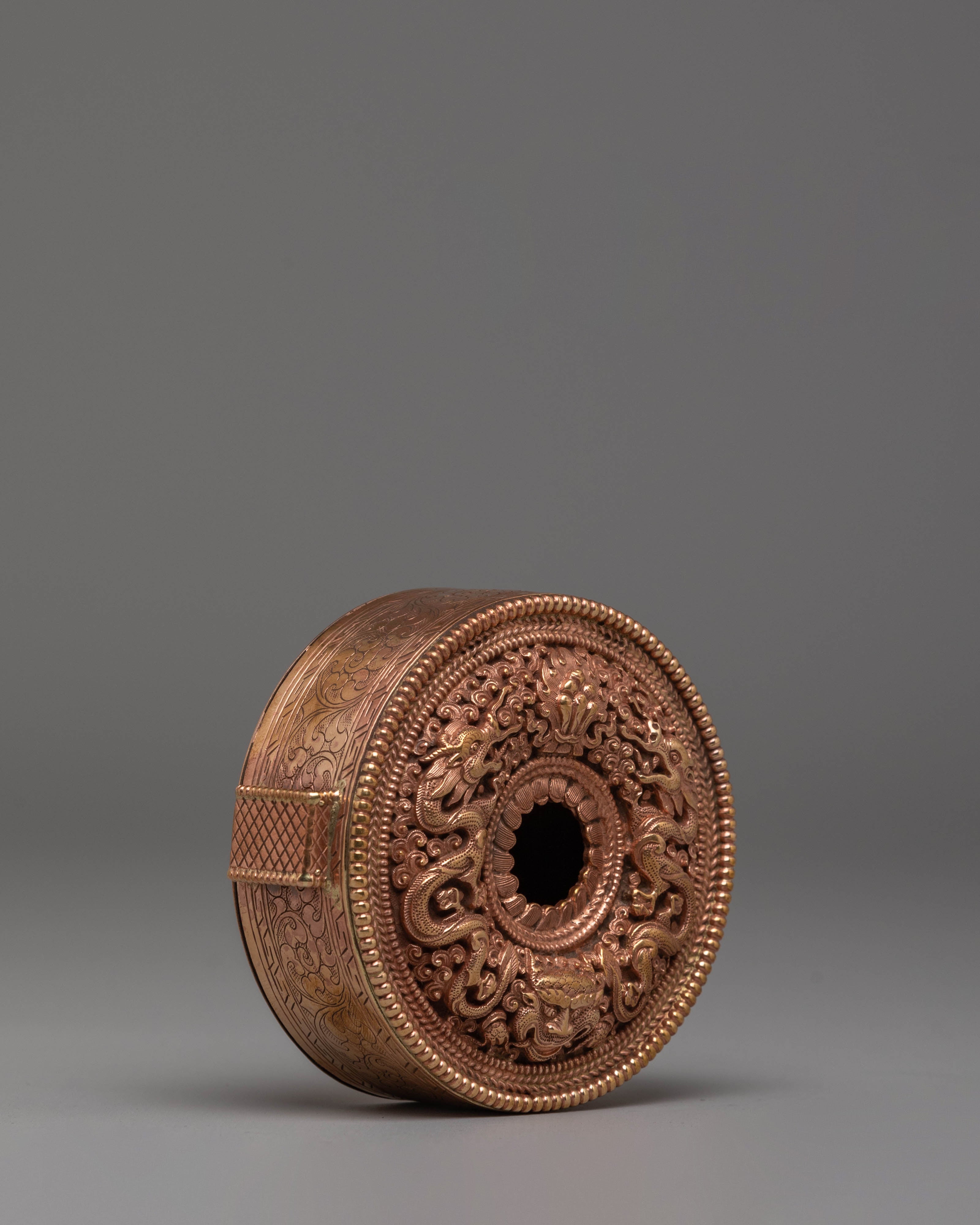 Handmade Buddhist Copper Ghau Box | Symbol of Protection
