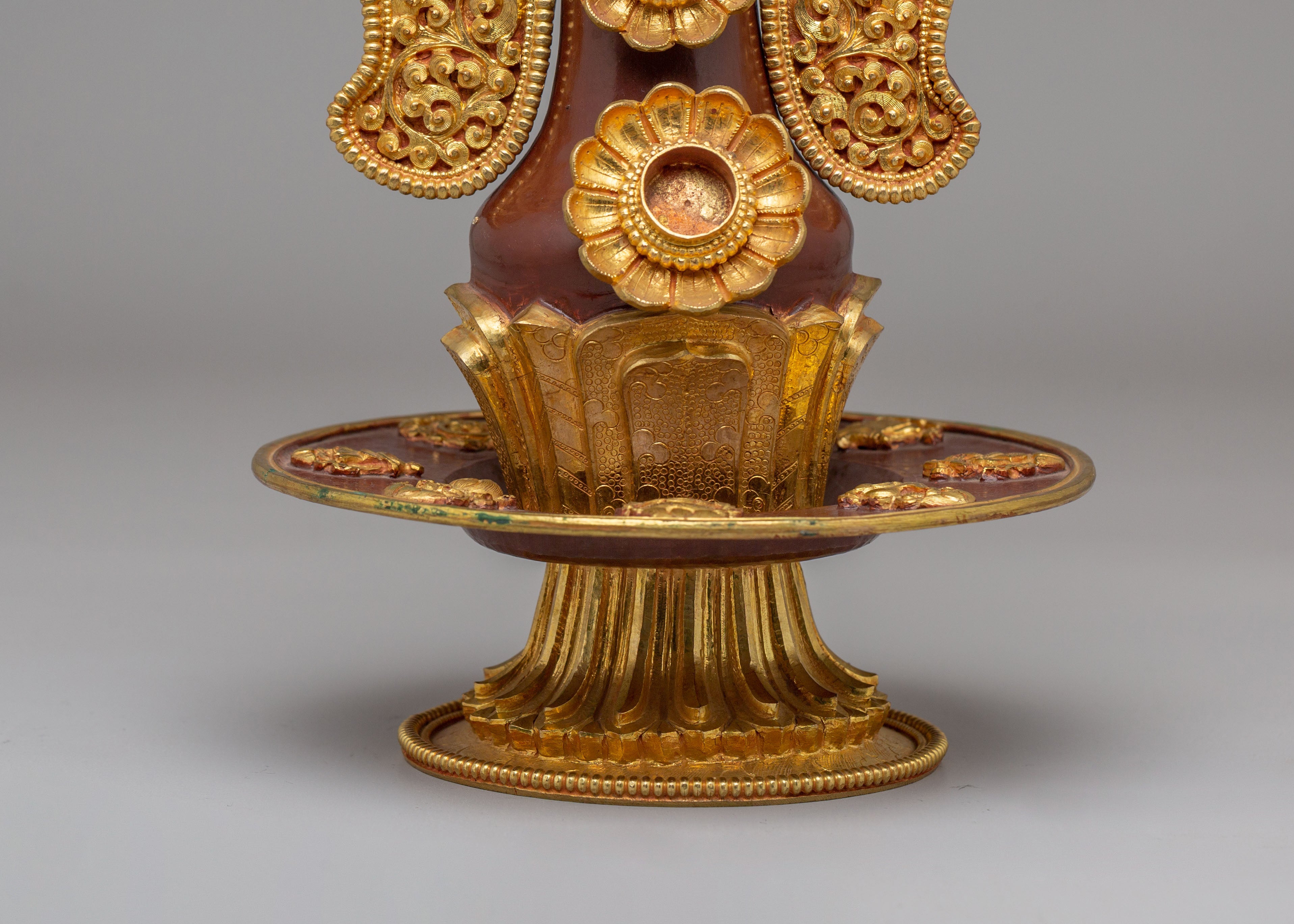 Traditional Tibetan Ritual Torma | Electro Gold Plated Copper Torma