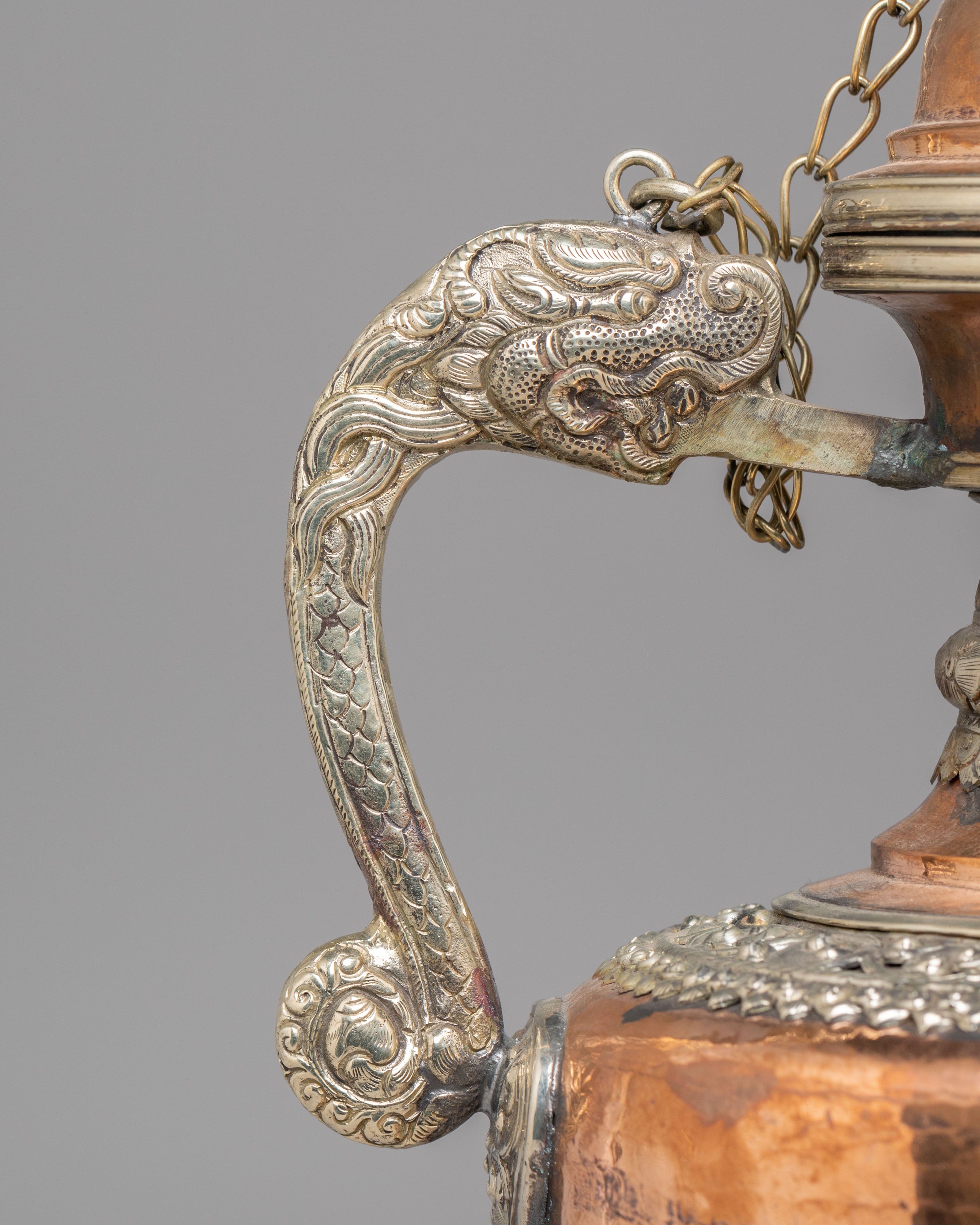 Himalayan Sacred Tea Pot Set | Handcrafted Copper and White Metal Vessels