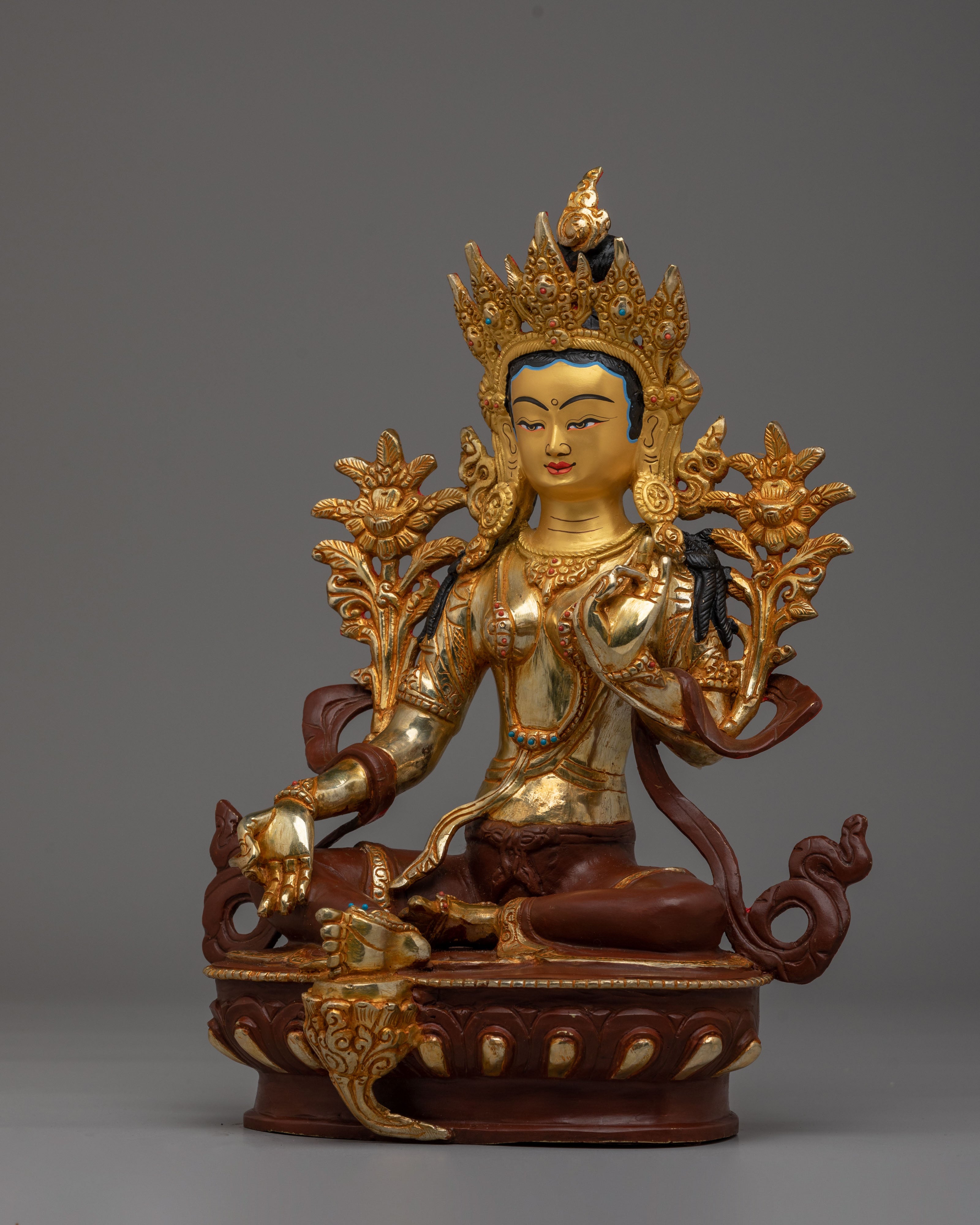 Sacred Green Tara Copper Statue | Himalayan Art