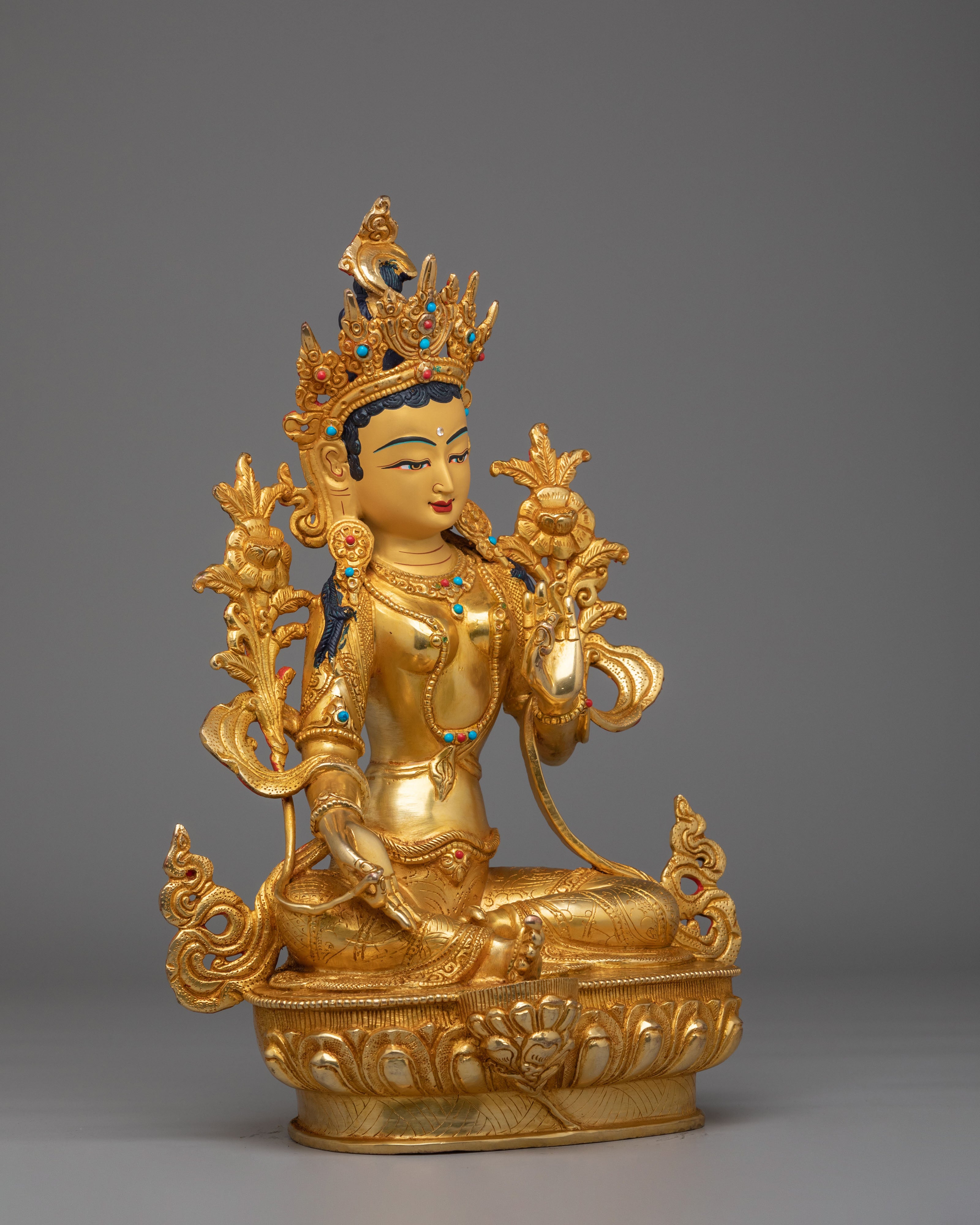 Traditional Green Tara Altar Statue | Tibetan Green Tara Statue