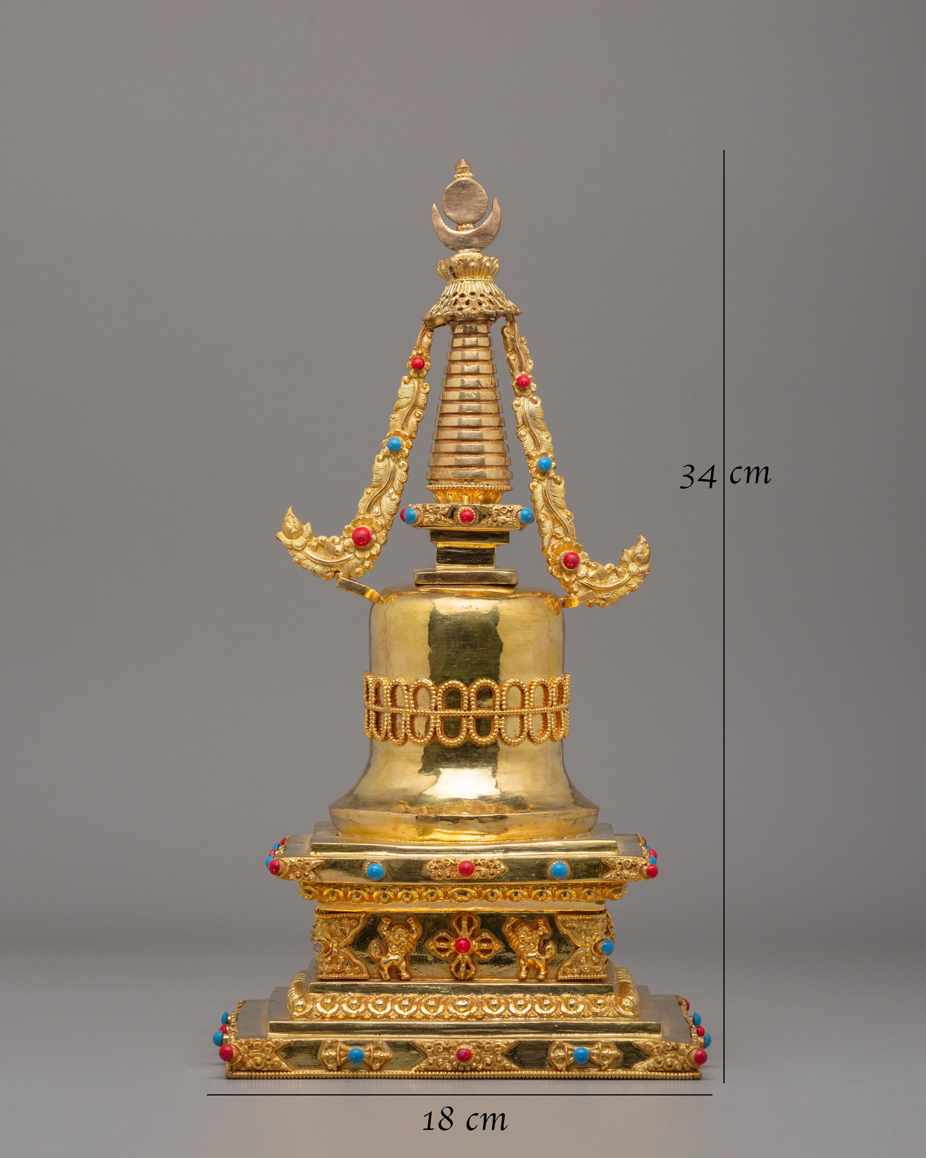 Handcrafted Gold Plated Parinirvana Stupa | Tibetan Sacred Symbol