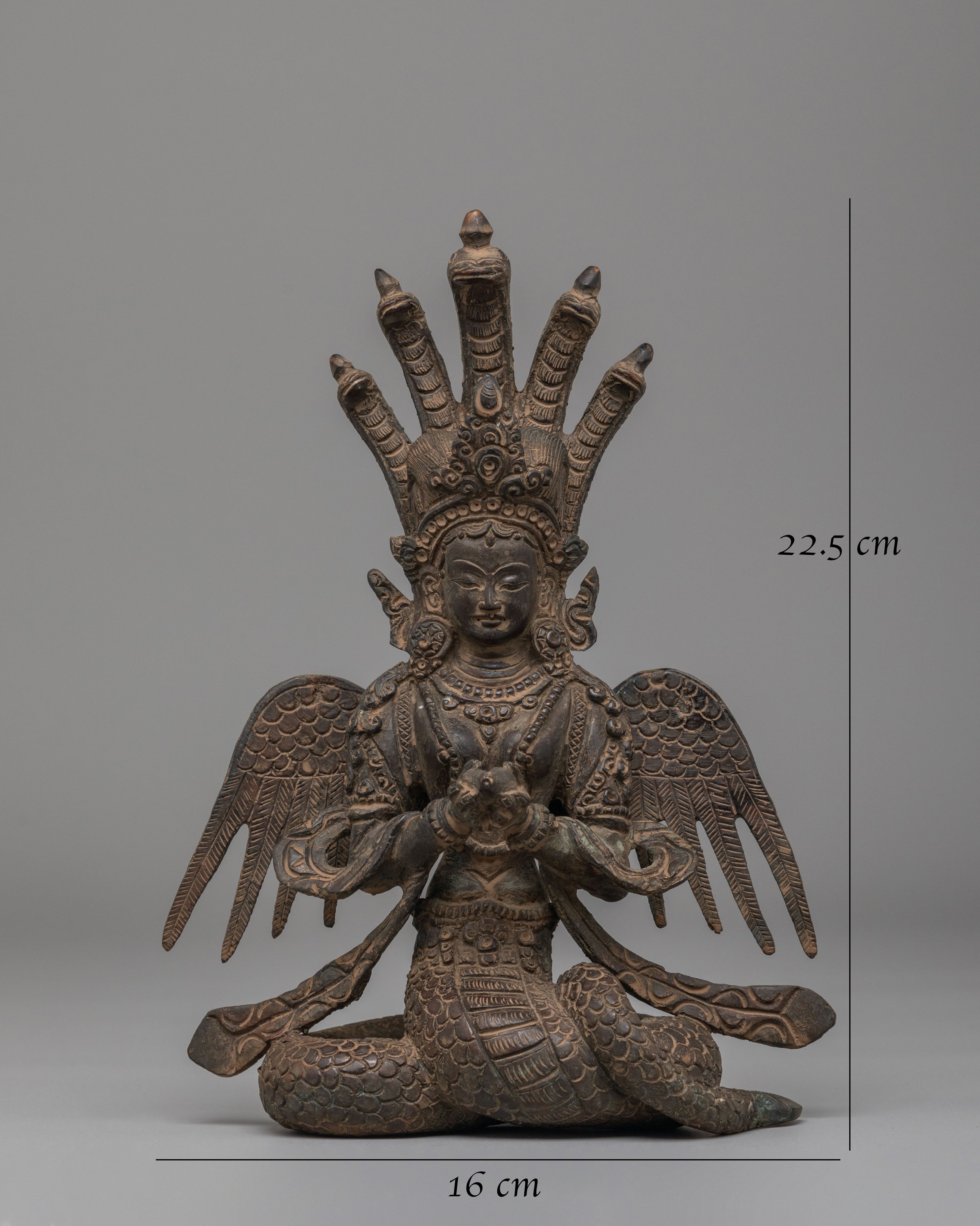 Handcrafted Naag Kanya Statue | Oxidized Copper Spiritual Art