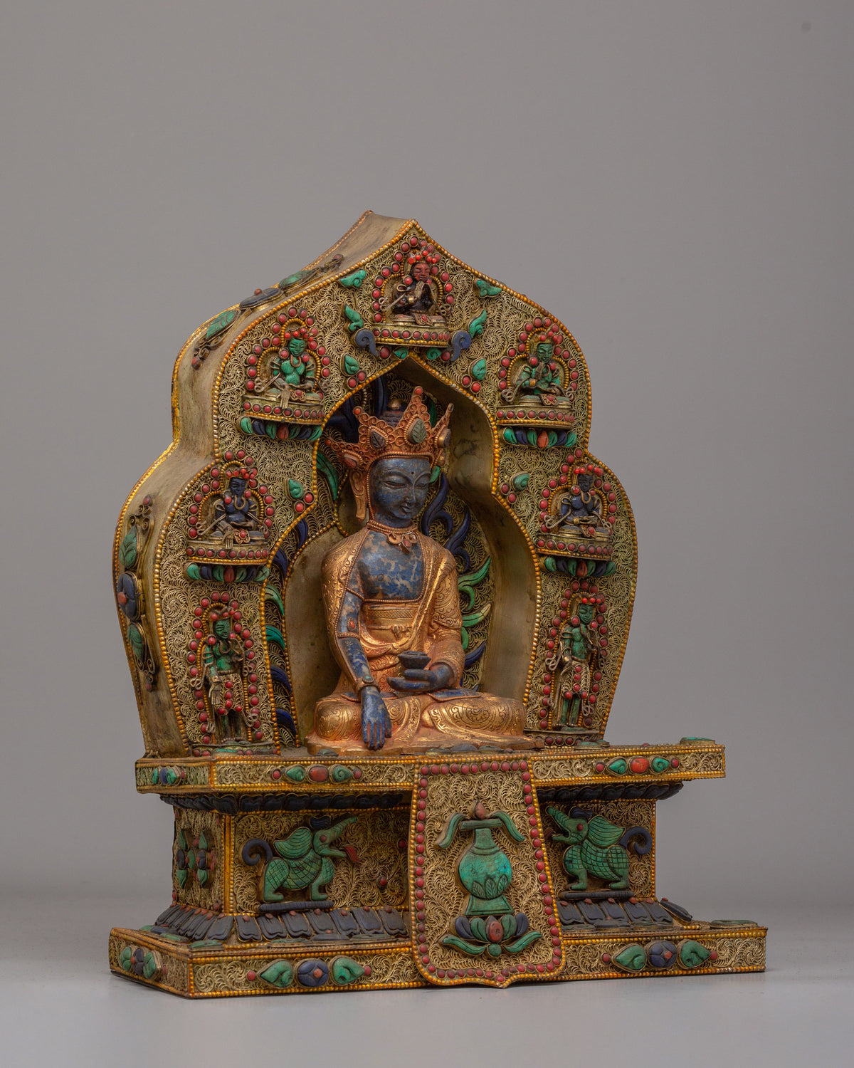 Himalayan Crowned Shakyamuni Buddha Statue | Crowned Buddha Figurine