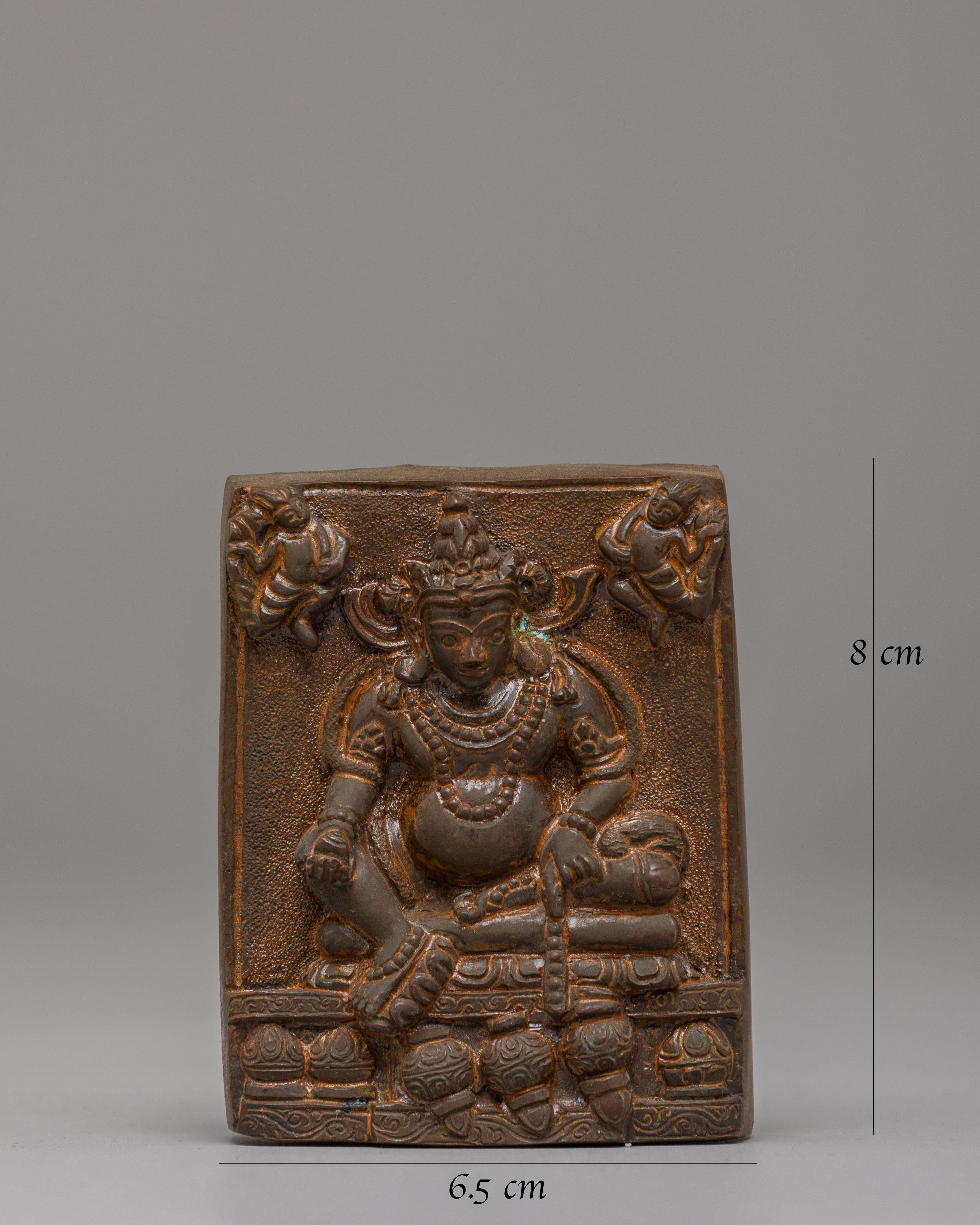 Sacred Dzambhala Buddhist Relief Sculpture | Tibetan Wealth Deity Artwork