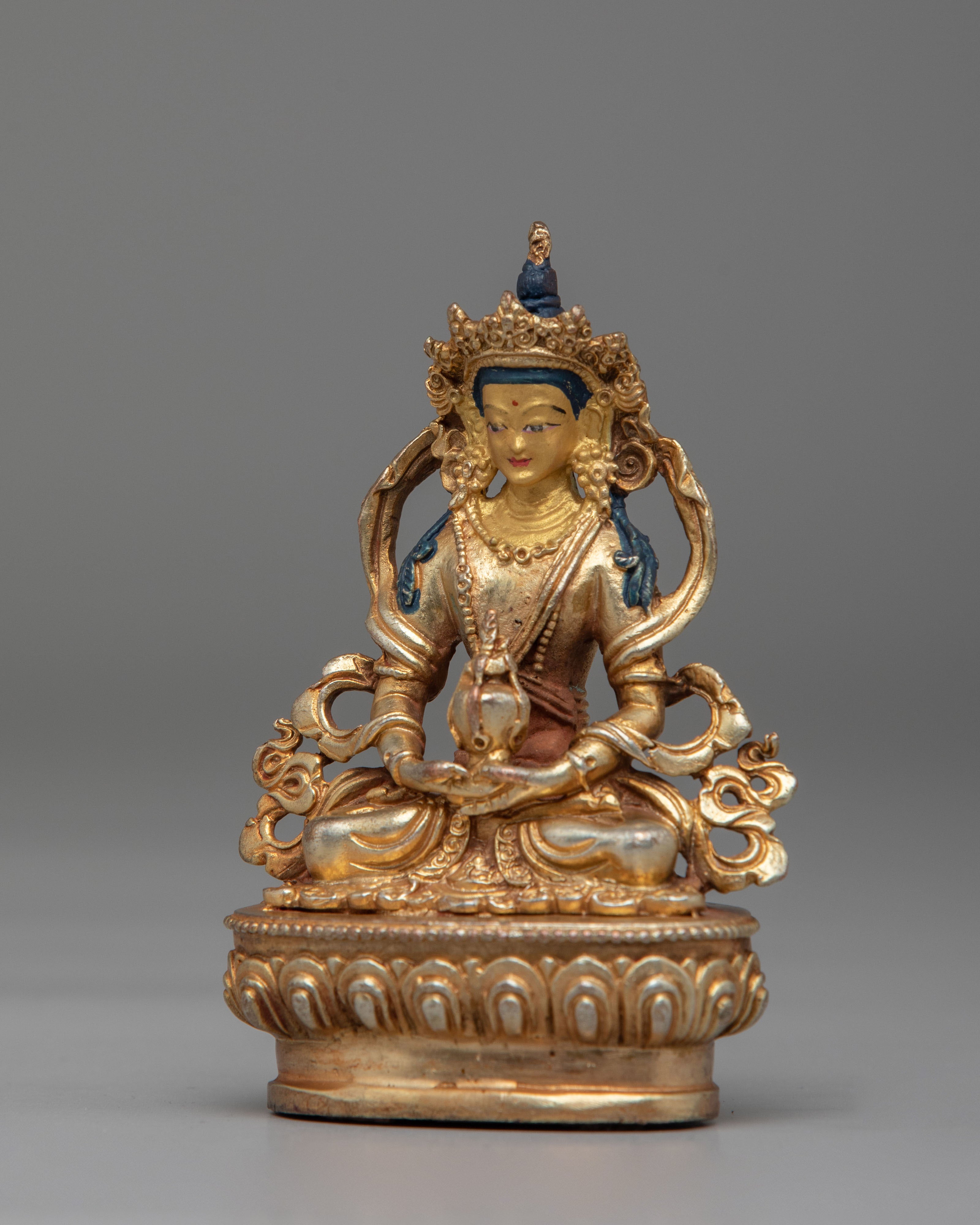 Spiritual Amitayus Meditation Statue | 24K Gold Plated Copper Figure