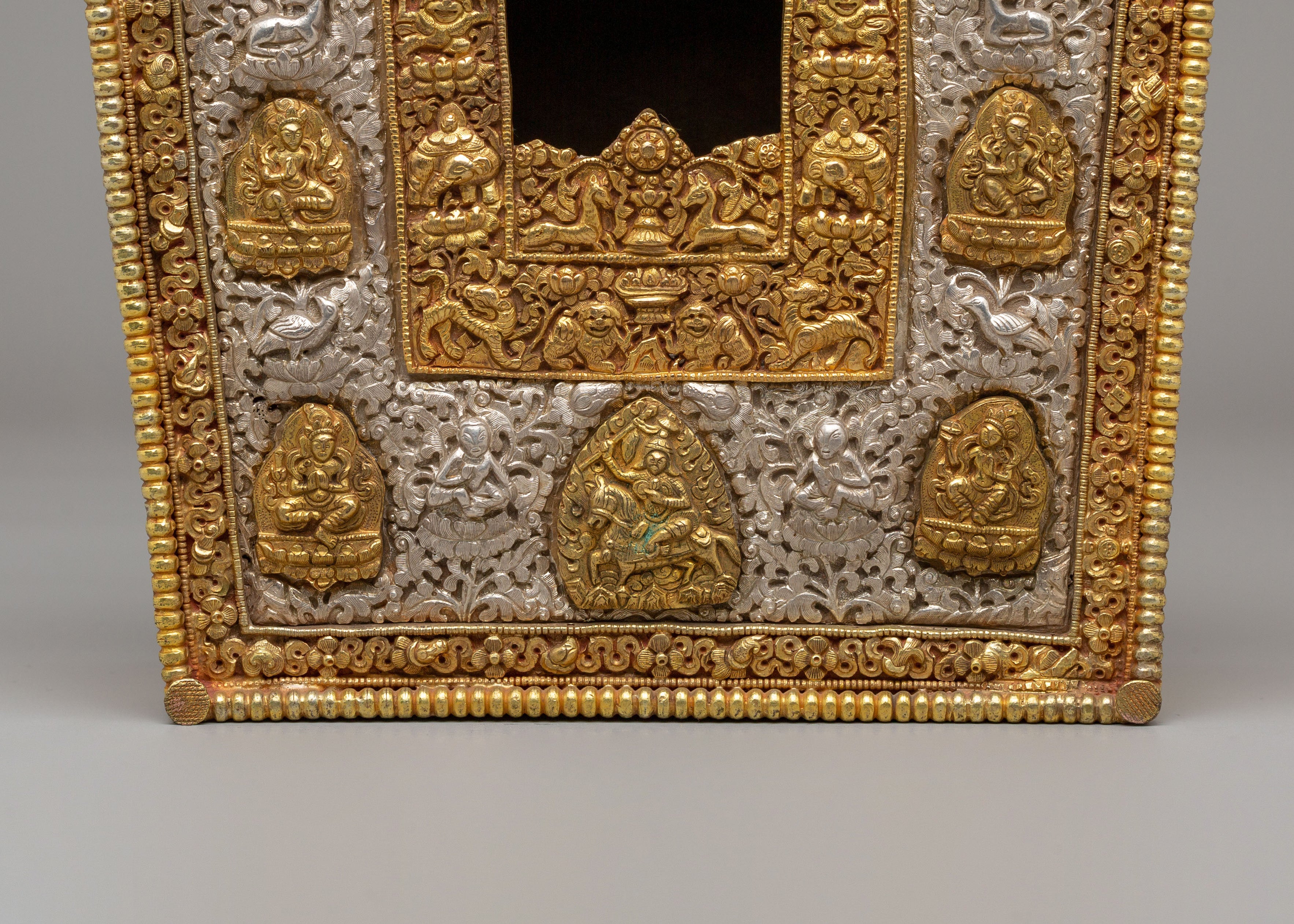 Deities Carved Ghau Box | Himalayan Amulet Box
