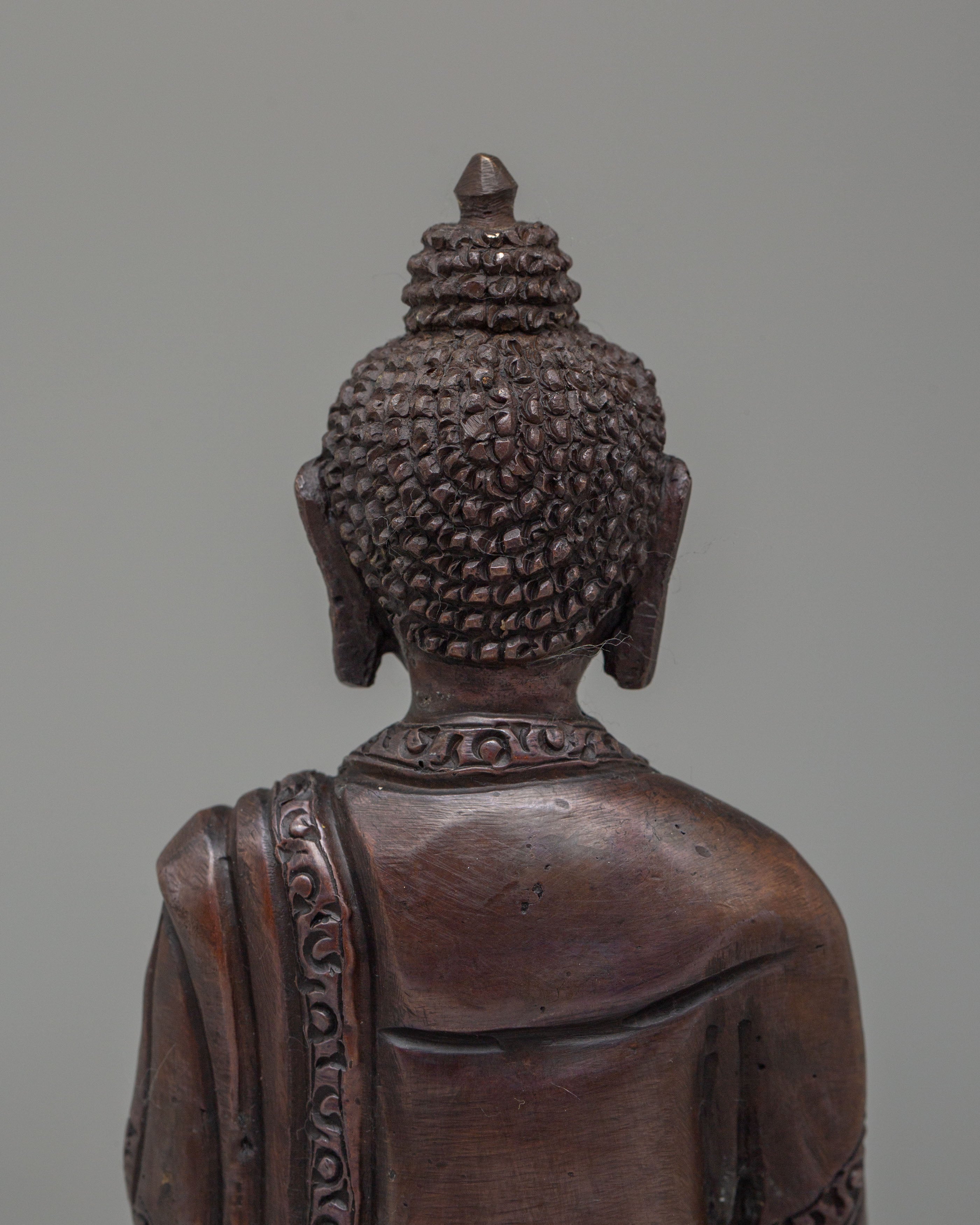Oxidized Copper Shakyamuni Buddha Statue | Tibetan Artwork