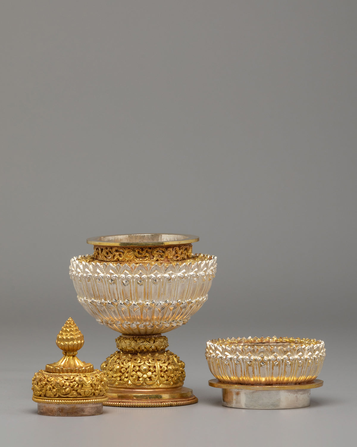 Ceremonial Buddhist Rice Pot | Sacred Altar Offering Vessel