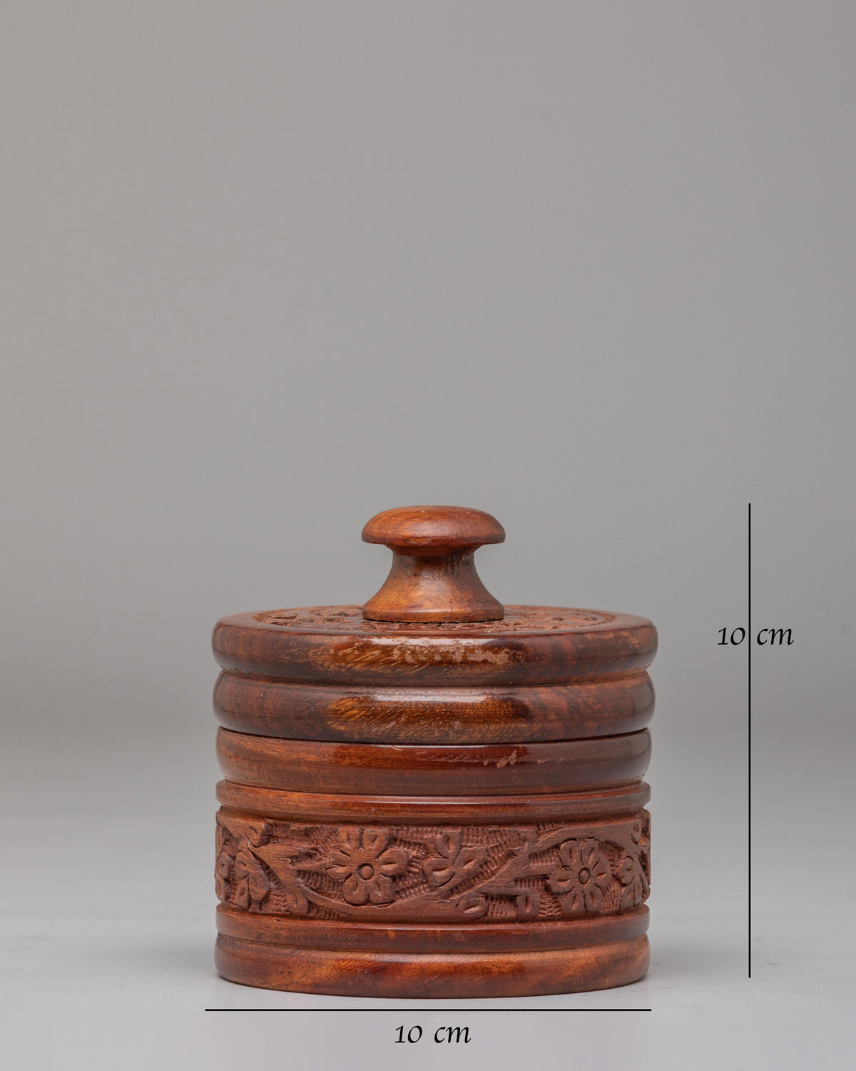 Handcrafted Tibetan Offering Rice Pot | Wooden Buddhist Altar Container