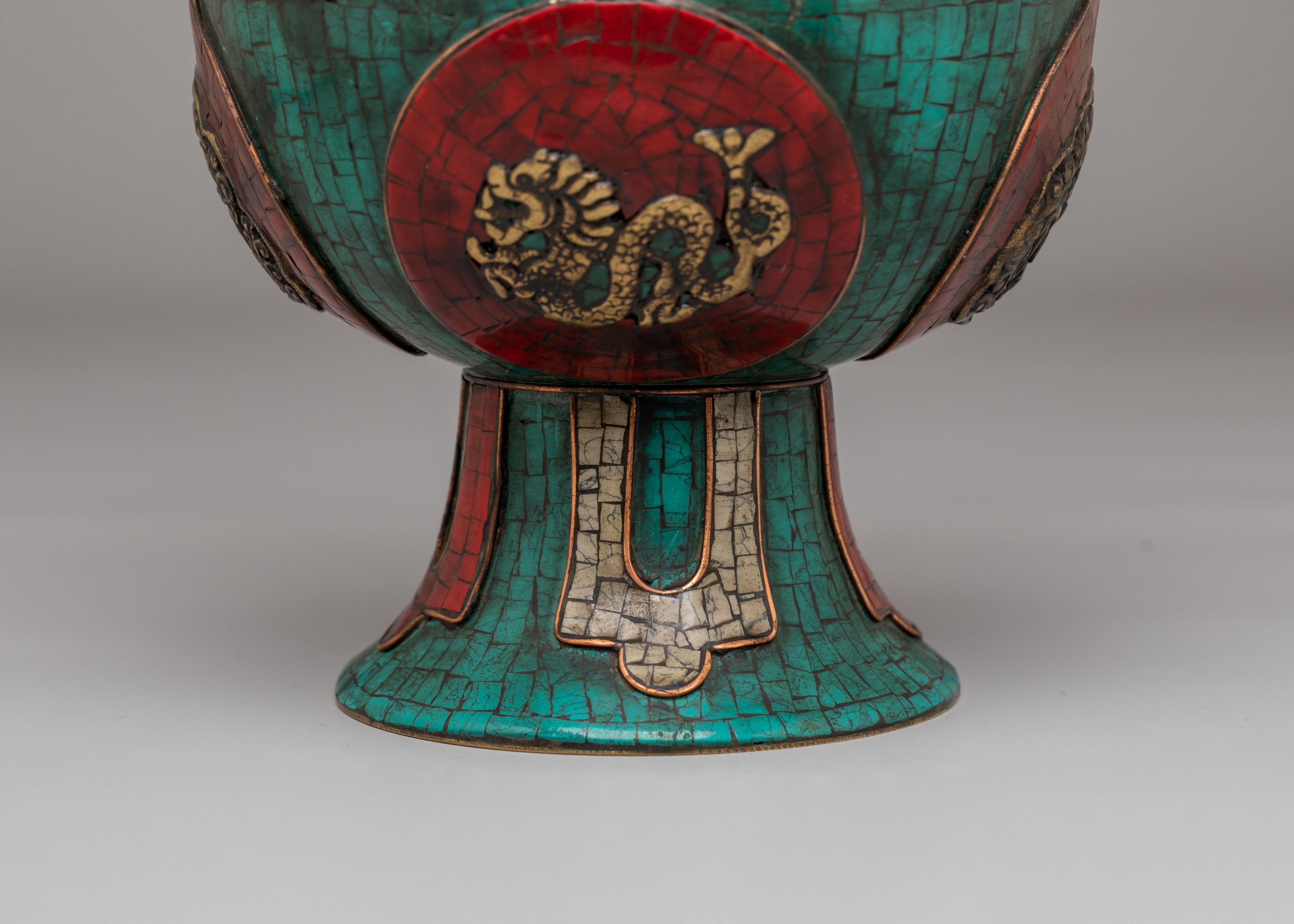 Sacred Tibetan Teapot With Bird Design | Handcrafted Copper Pot