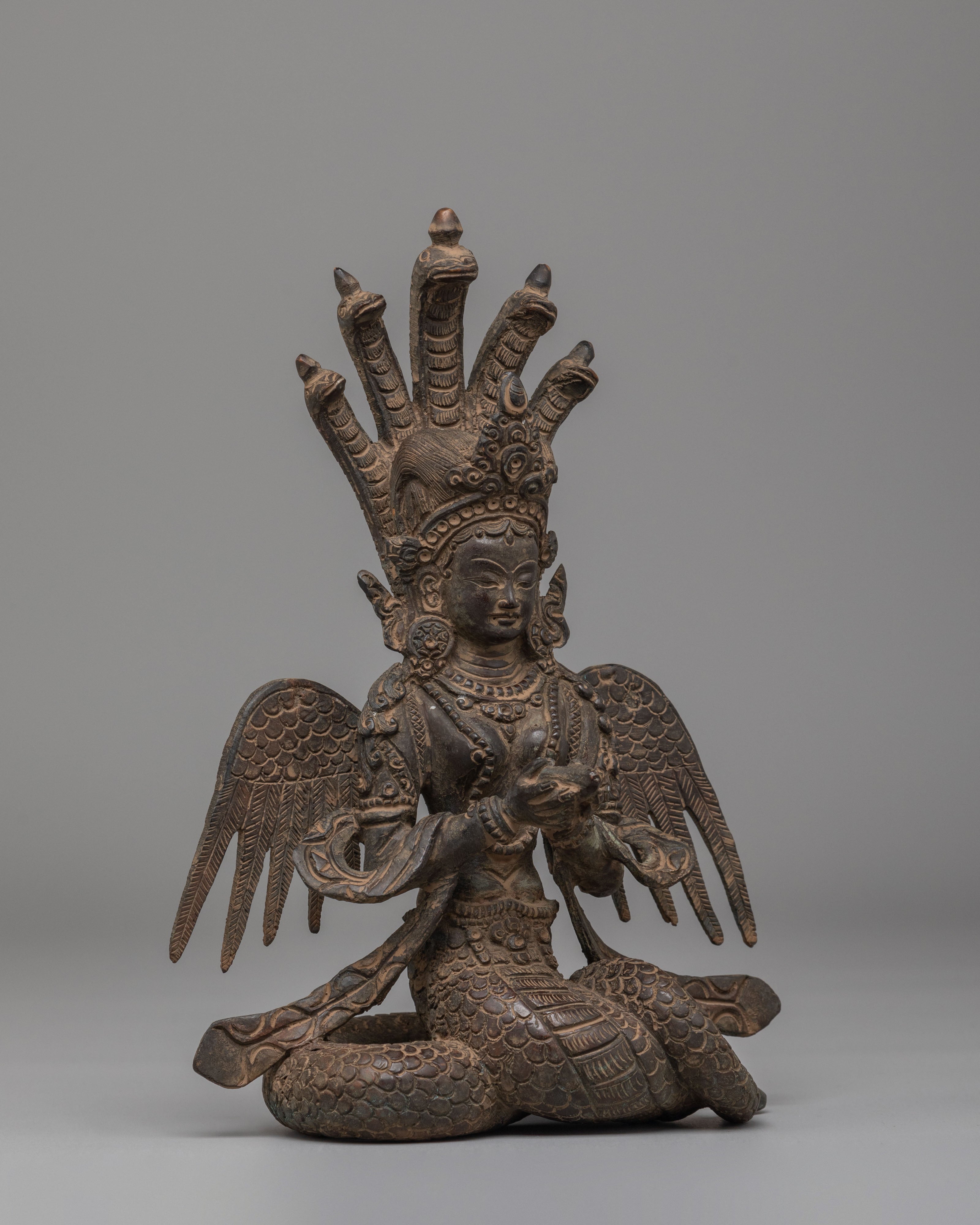 Handcrafted Naag Kanya Statue | Oxidized Copper Spiritual Art